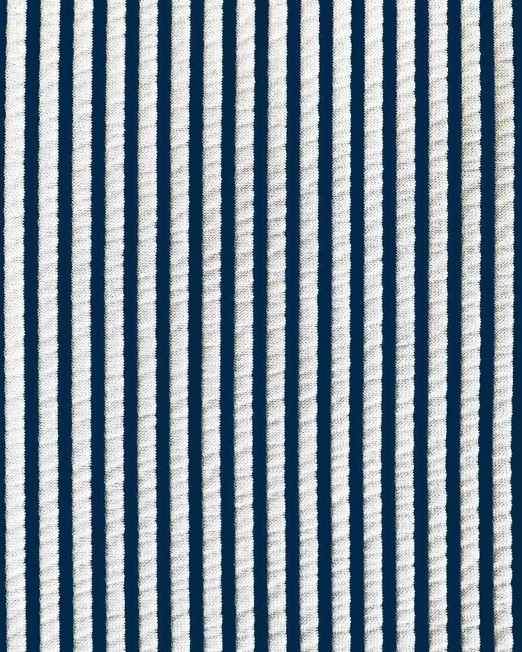 Athletic Fit Stretch Blazer - Navy & White Seersucker