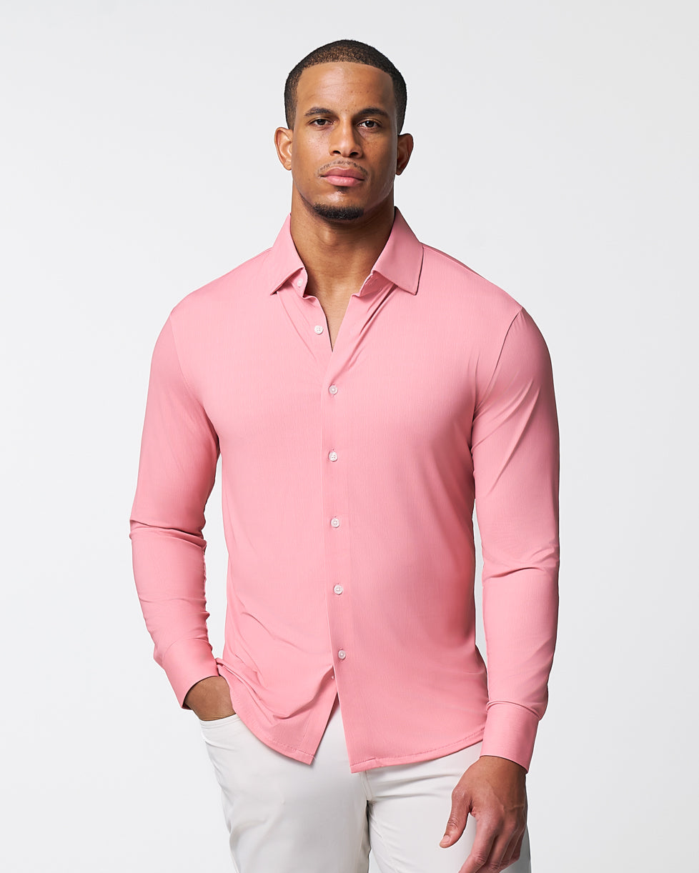 "The Daytona" Sport Shirt - Abstract Pink Mini Dot Print