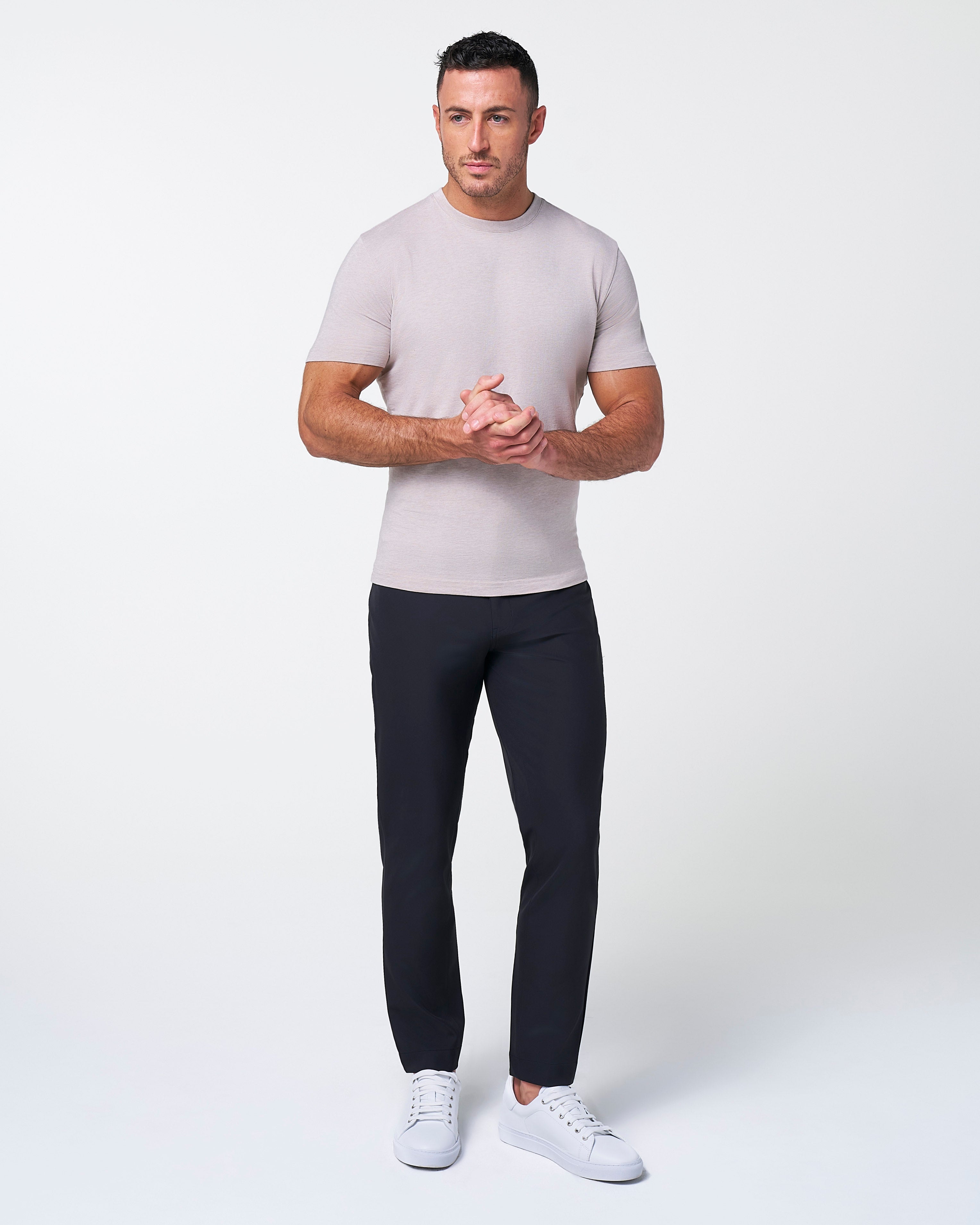 "The Sinclair" Heathered Cream Short Sleeve Crewneck