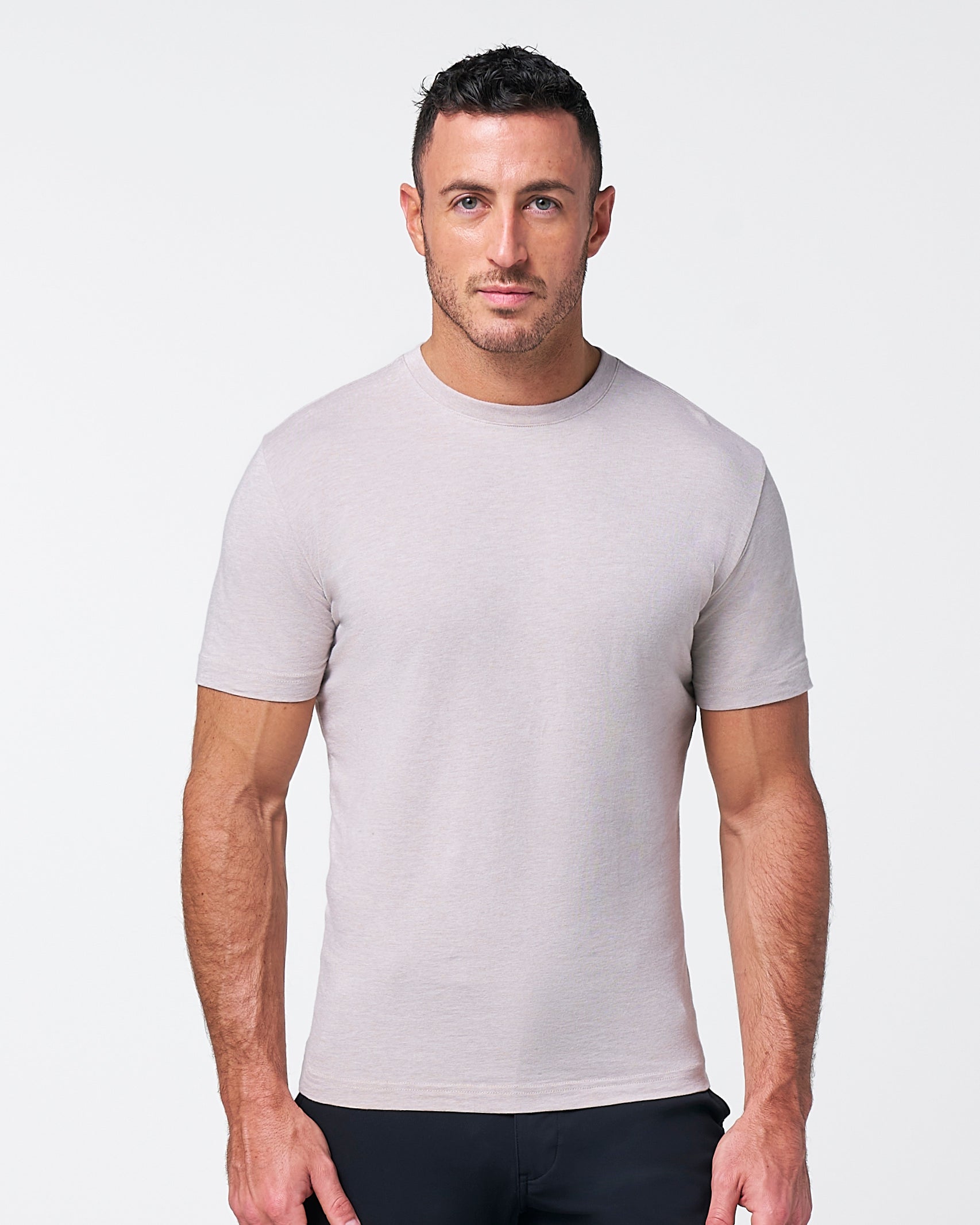 "The Sinclair" Heathered Cream Short Sleeve Crewneck