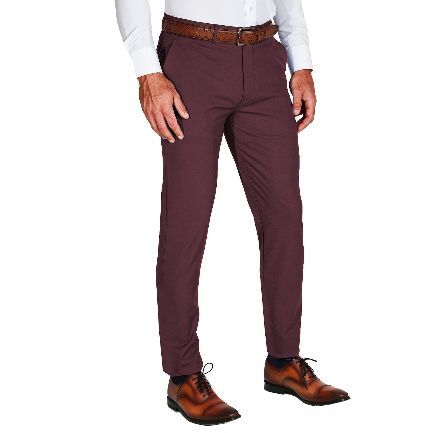 Athletic Fit Stretch Suit Pants - Solid Plum
