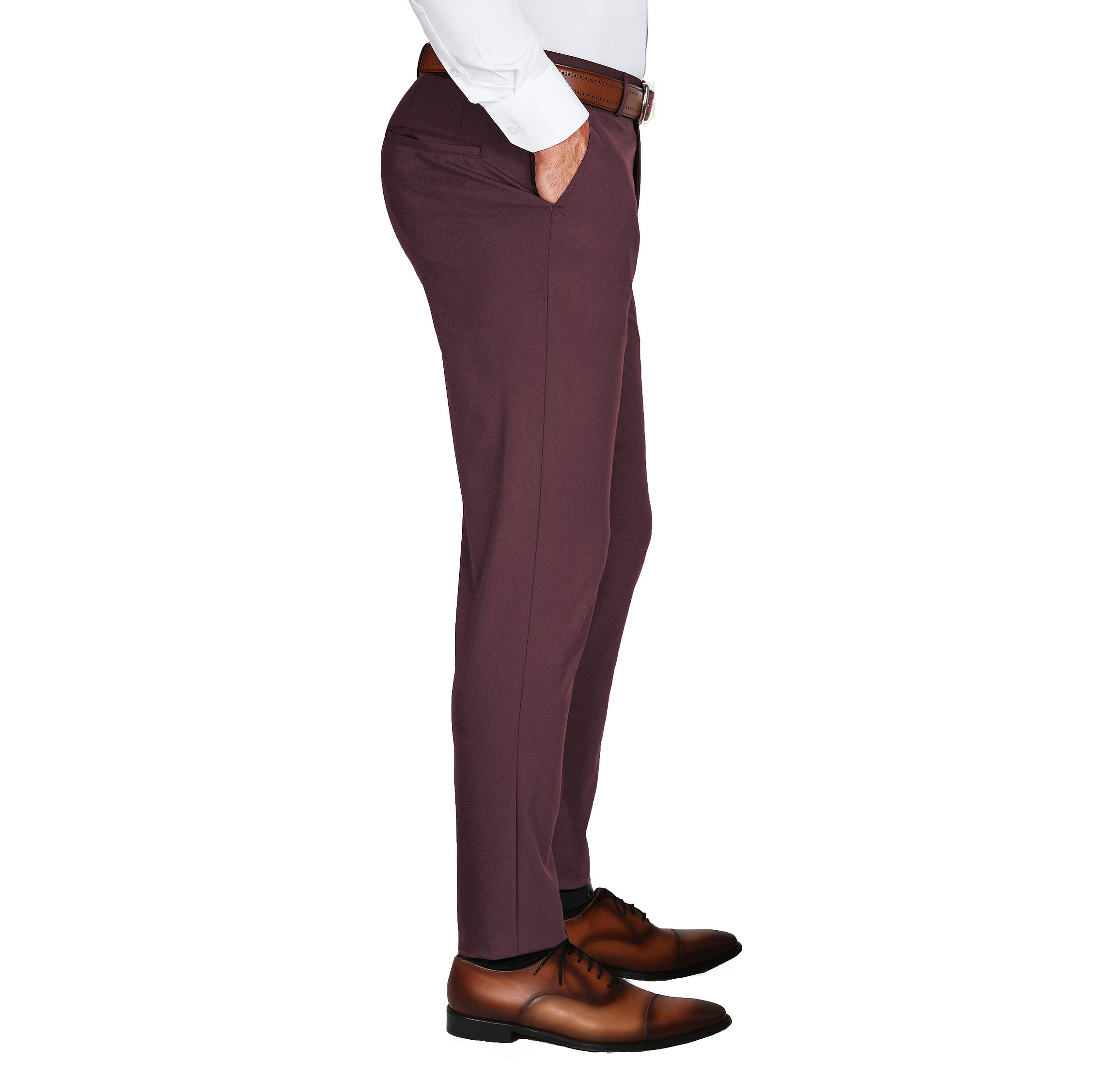 Athletic Fit Stretch Suit Pants - Solid Plum