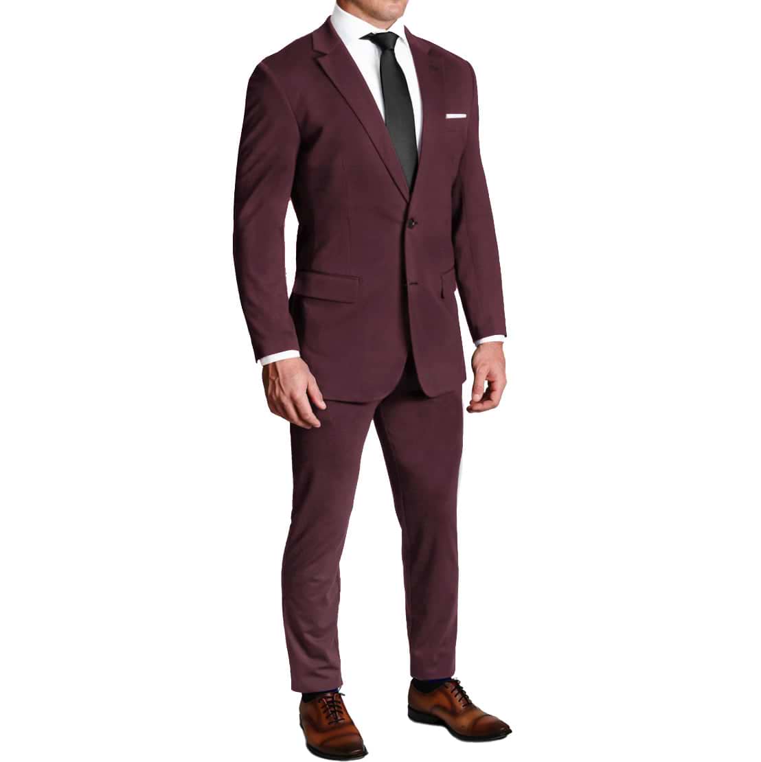 Athletic Fit Stretch Suit - Solid Plum