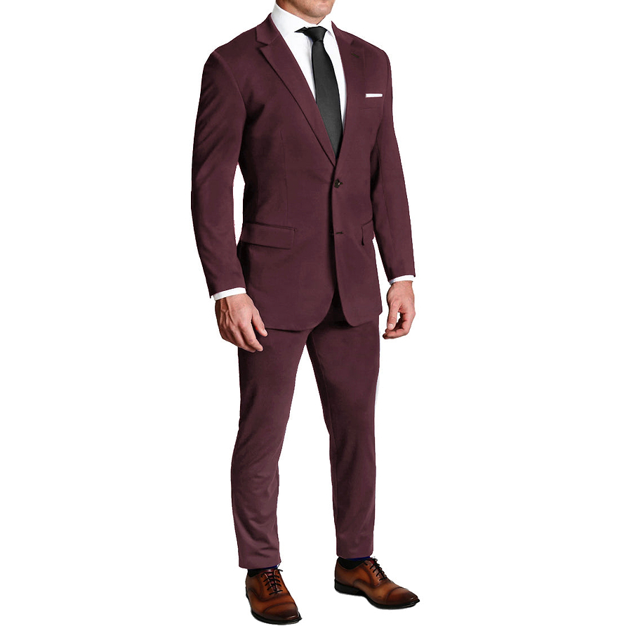 Athletic Fit Stretch Suit - Solid Plum