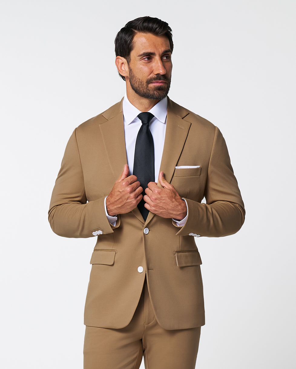 Athletic Fit Stretch Blazer - Solid Dark Tan