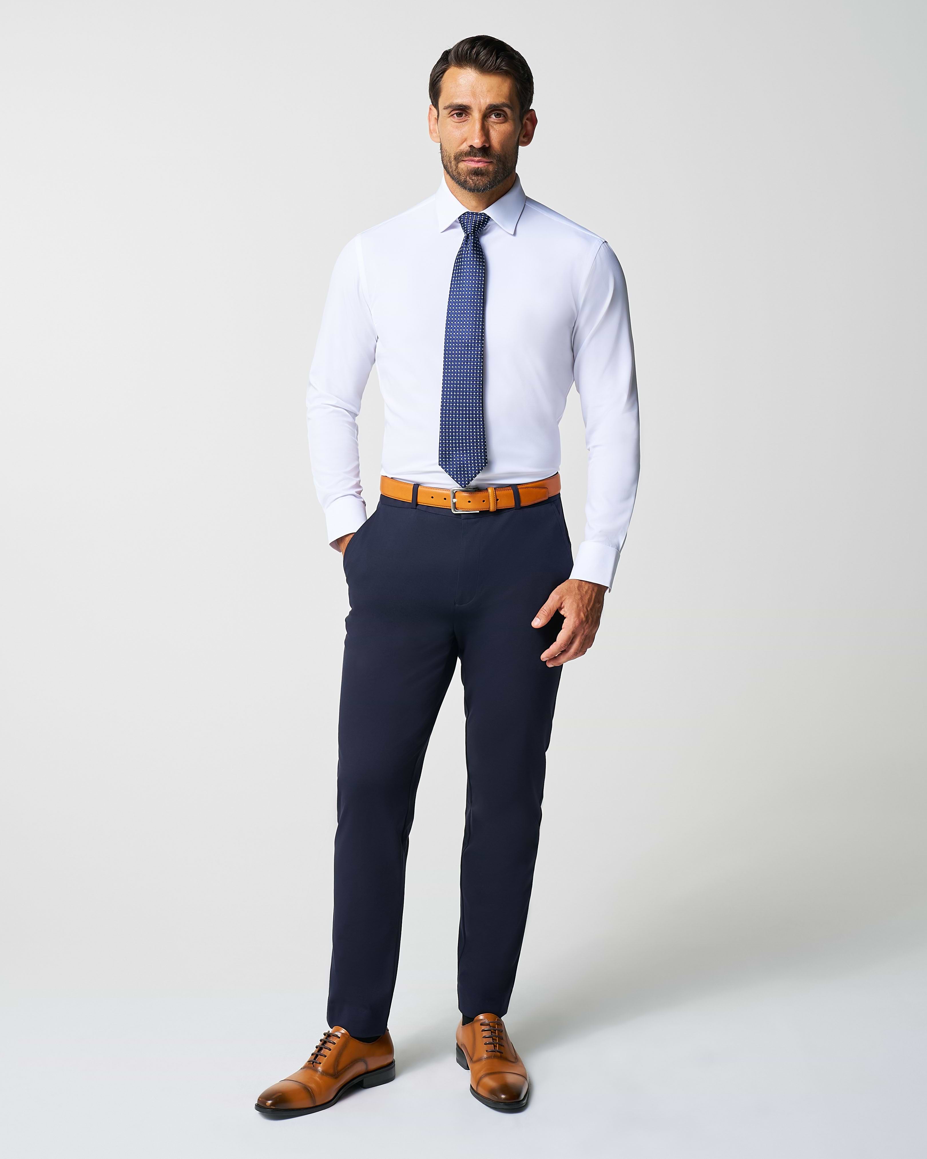 Athletic Fit Stretch Suit Pants - Navy