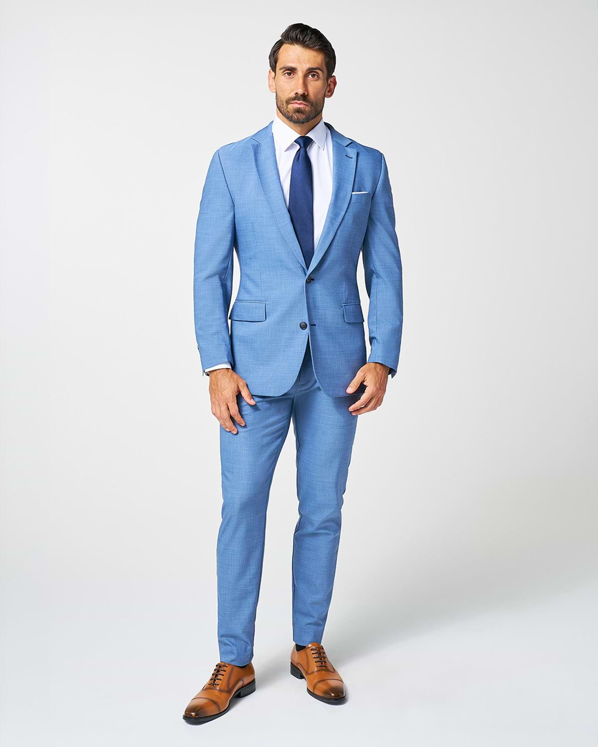 Athletic Fit Stretch Blazer - Heathered Light Blue