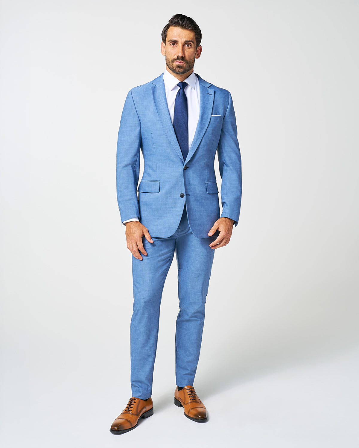 Athletic Fit Stretch Blazer - Heathered Light Blue