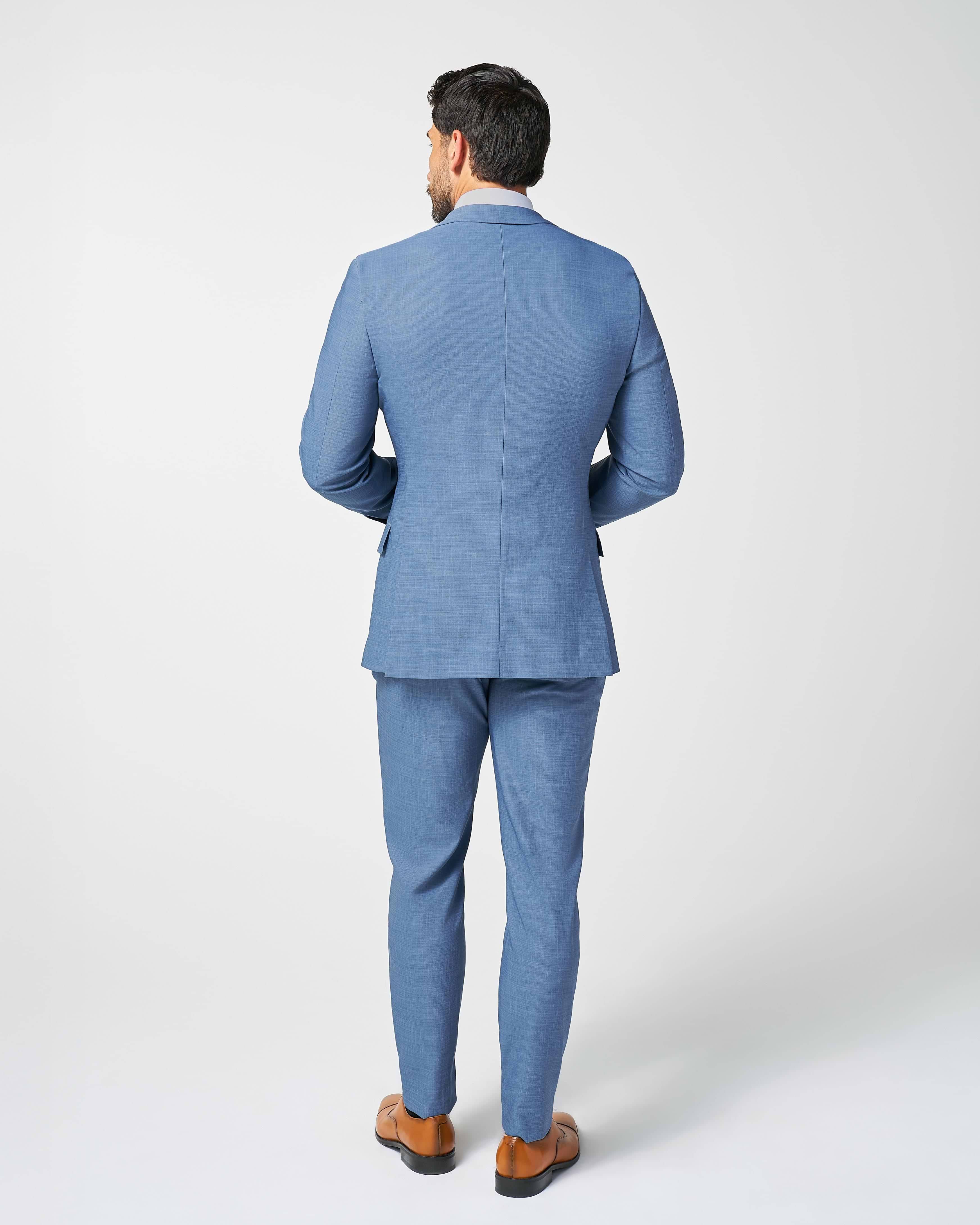 Athletic Fit Stretch Suit - Heathered Light Blue