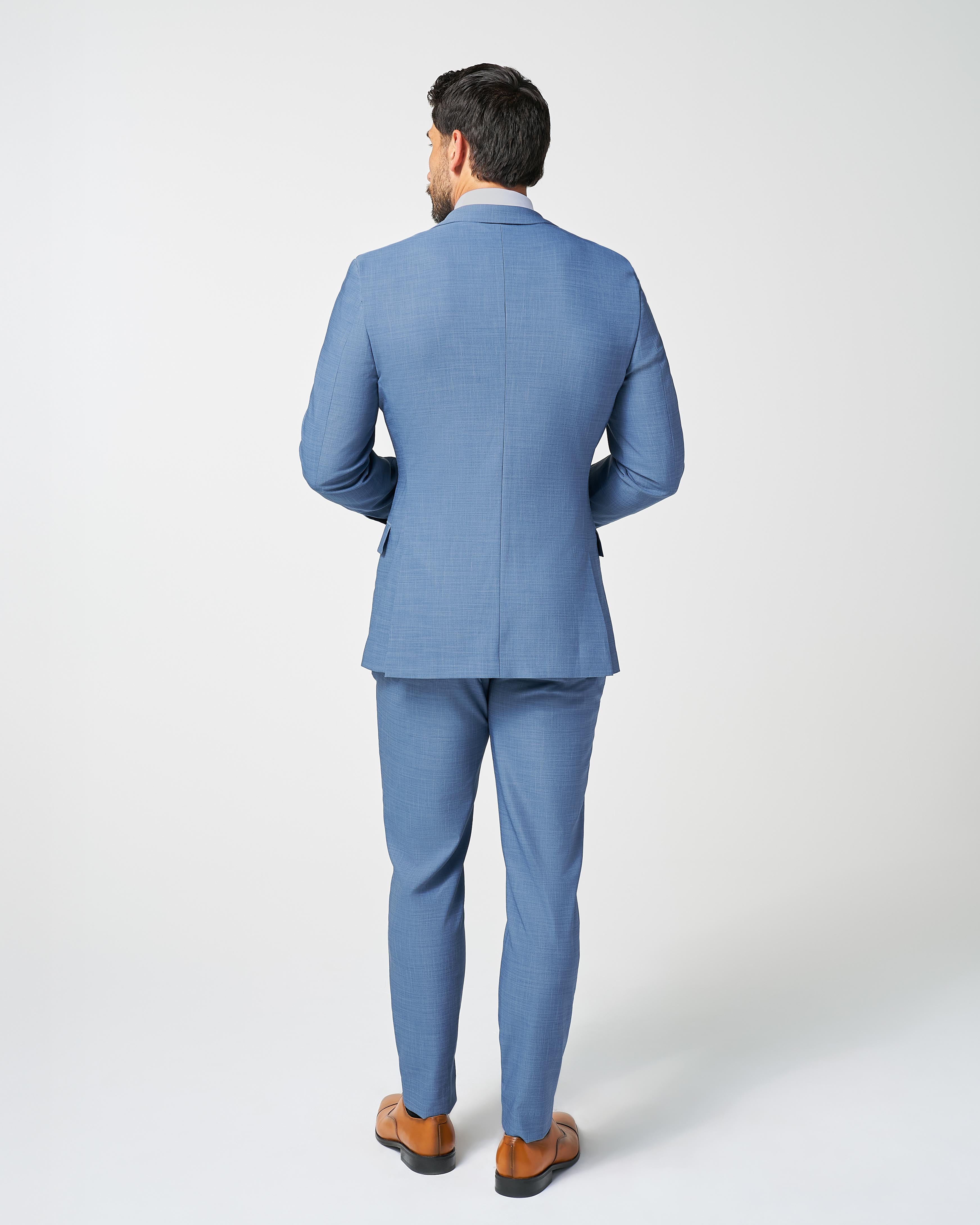 Athletic Fit Stretch Suit - Heathered Light Blue