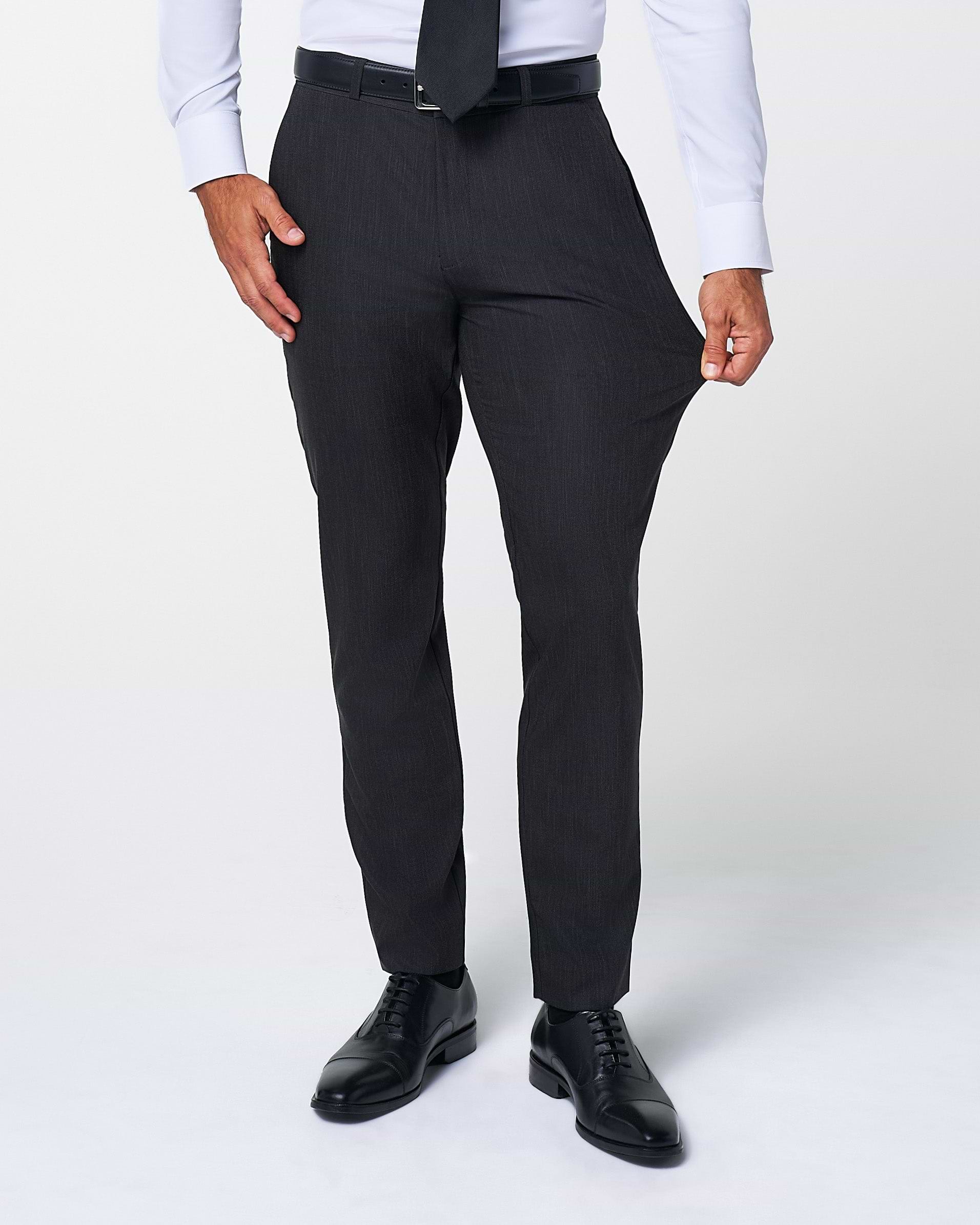 Athletic Fit Stretch Suit Pants - Heathered Charcoal