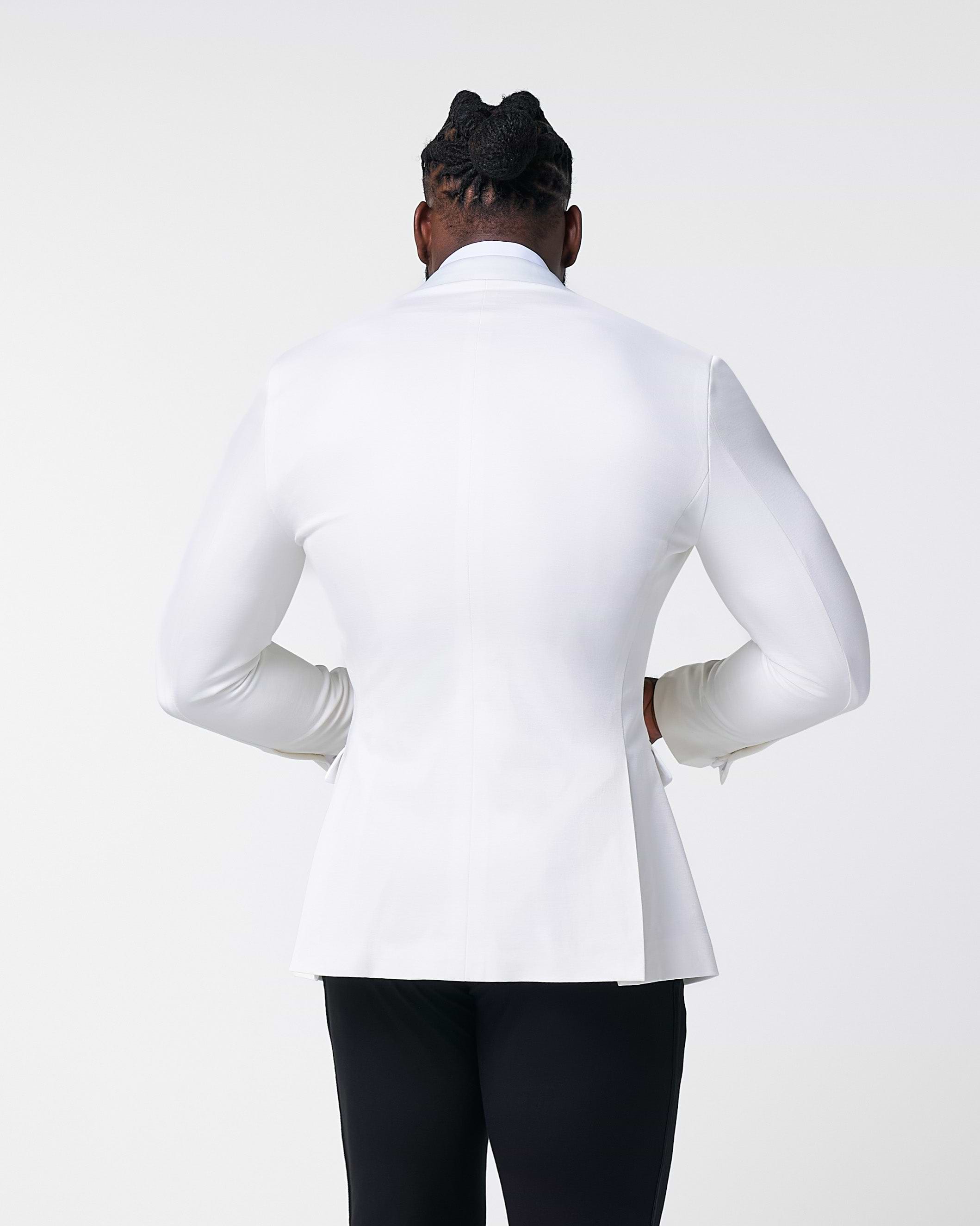 Athletic Fit Stretch Tuxedo Jacket - Solid Cream with White Shawl Lapel