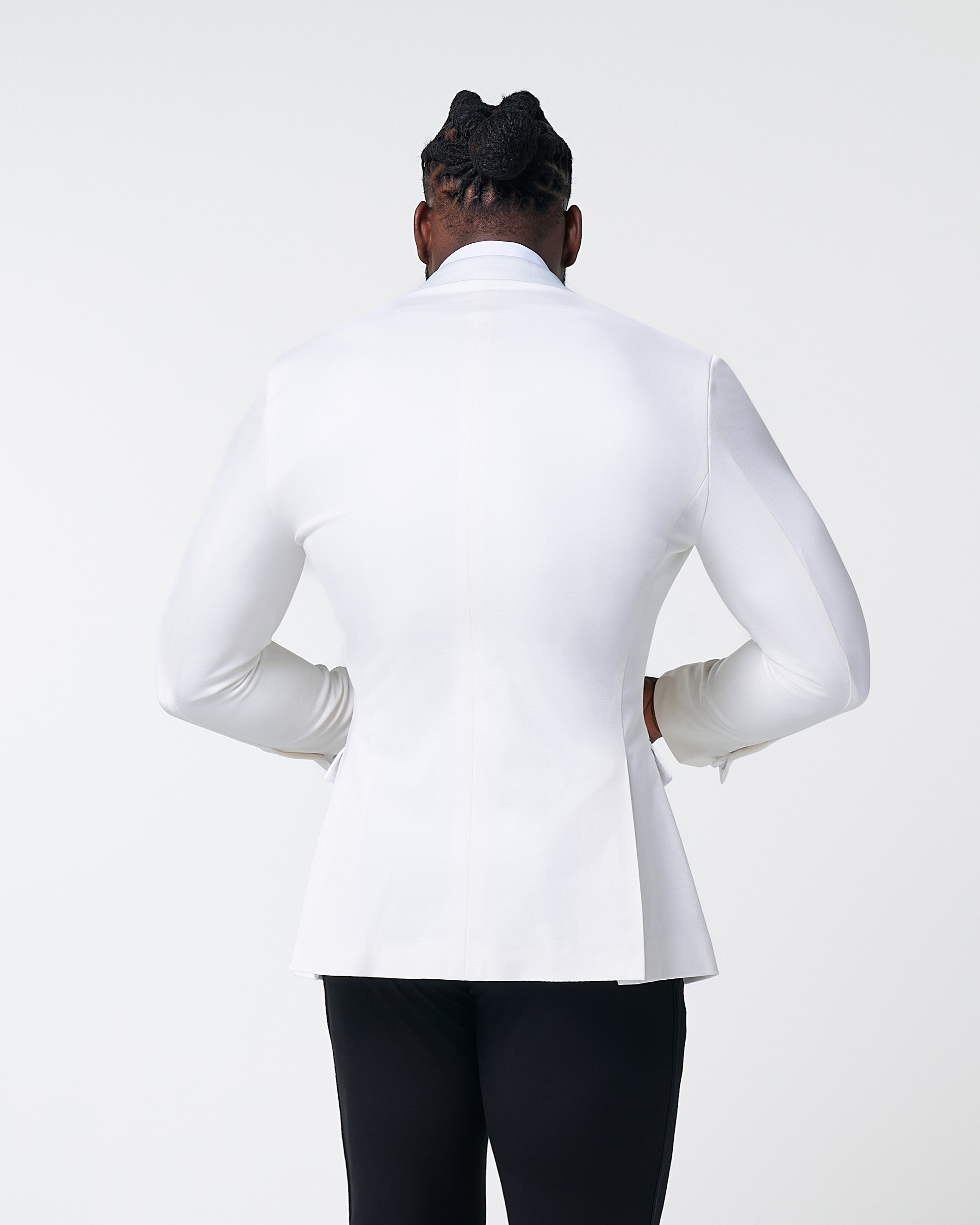 Athletic Fit Stretch Tuxedo Jacket - Solid Cream with White Shawl Lapel