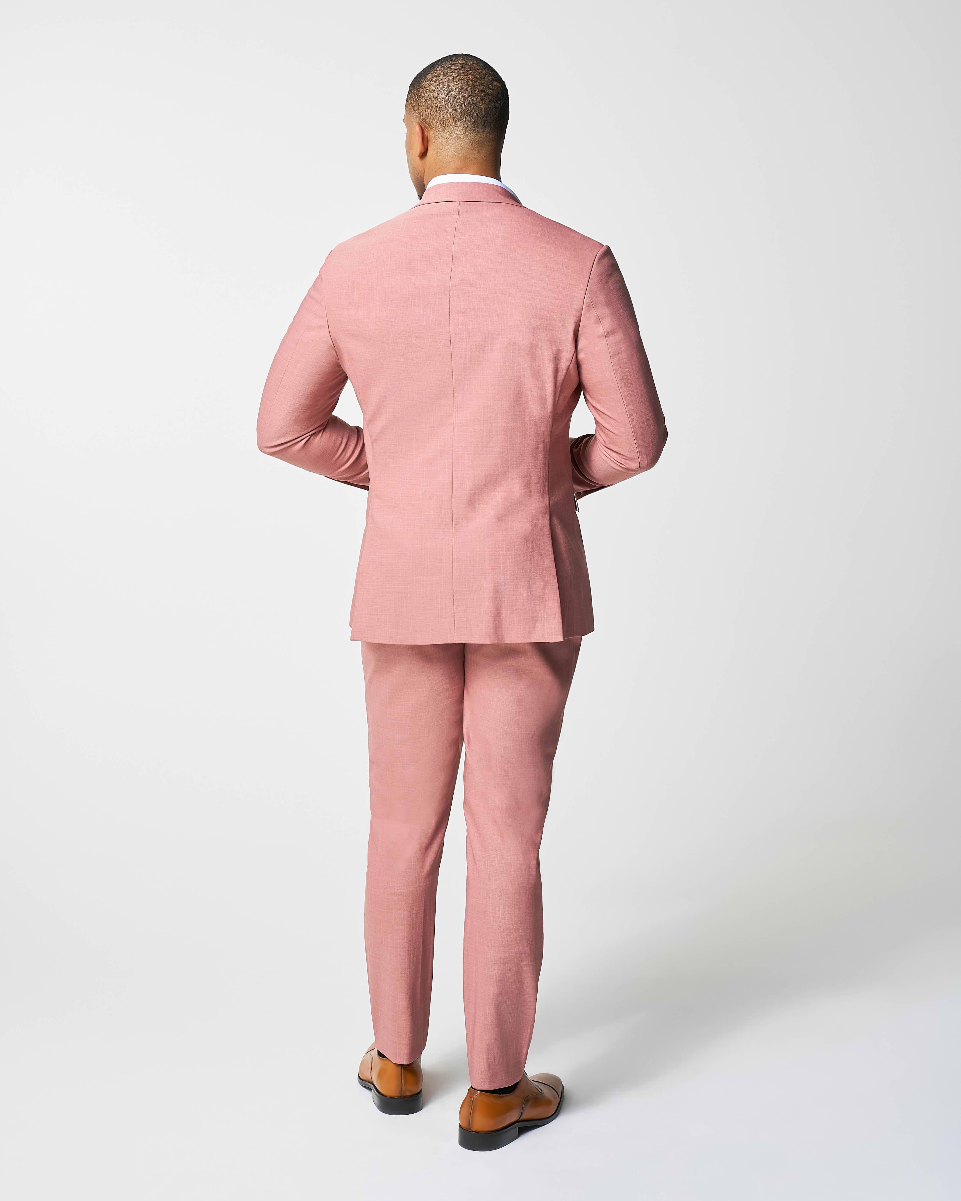 Athletic Fit Stretch Suit Pants - Heathered Salmon