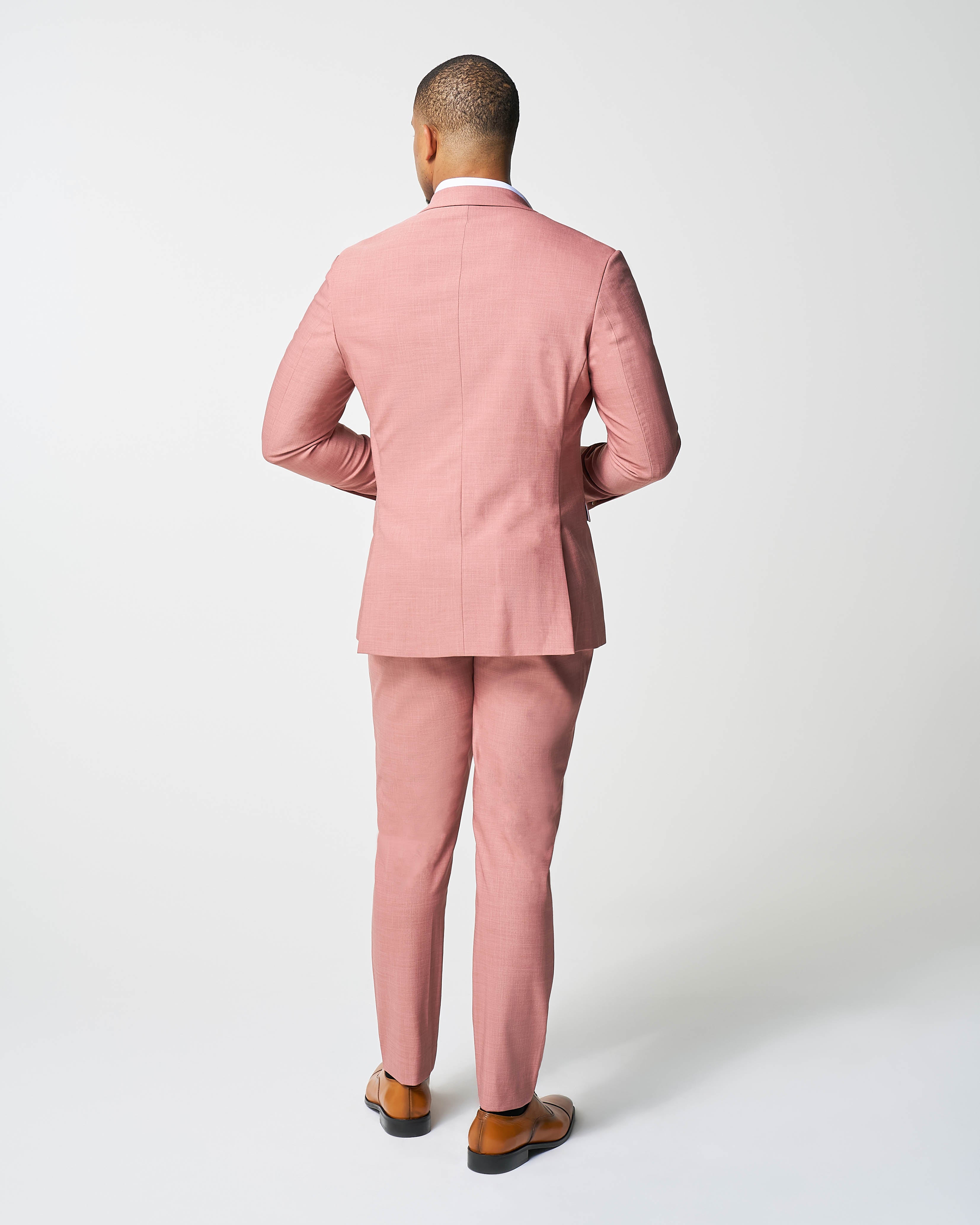 Athletic Fit Stretch Suit Pants - Heathered Salmon