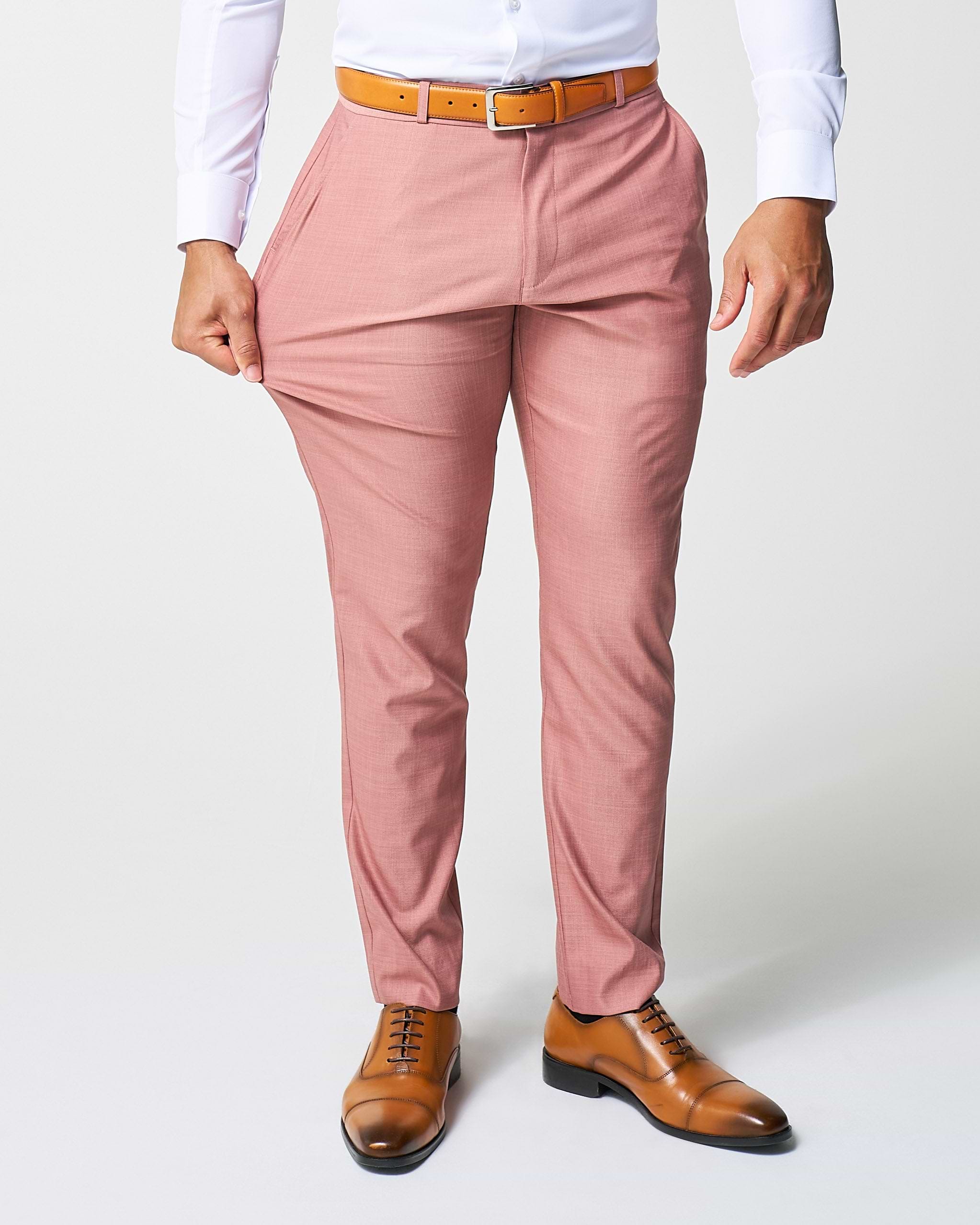 Athletic Fit Stretch Suit Pants - Heathered Salmon