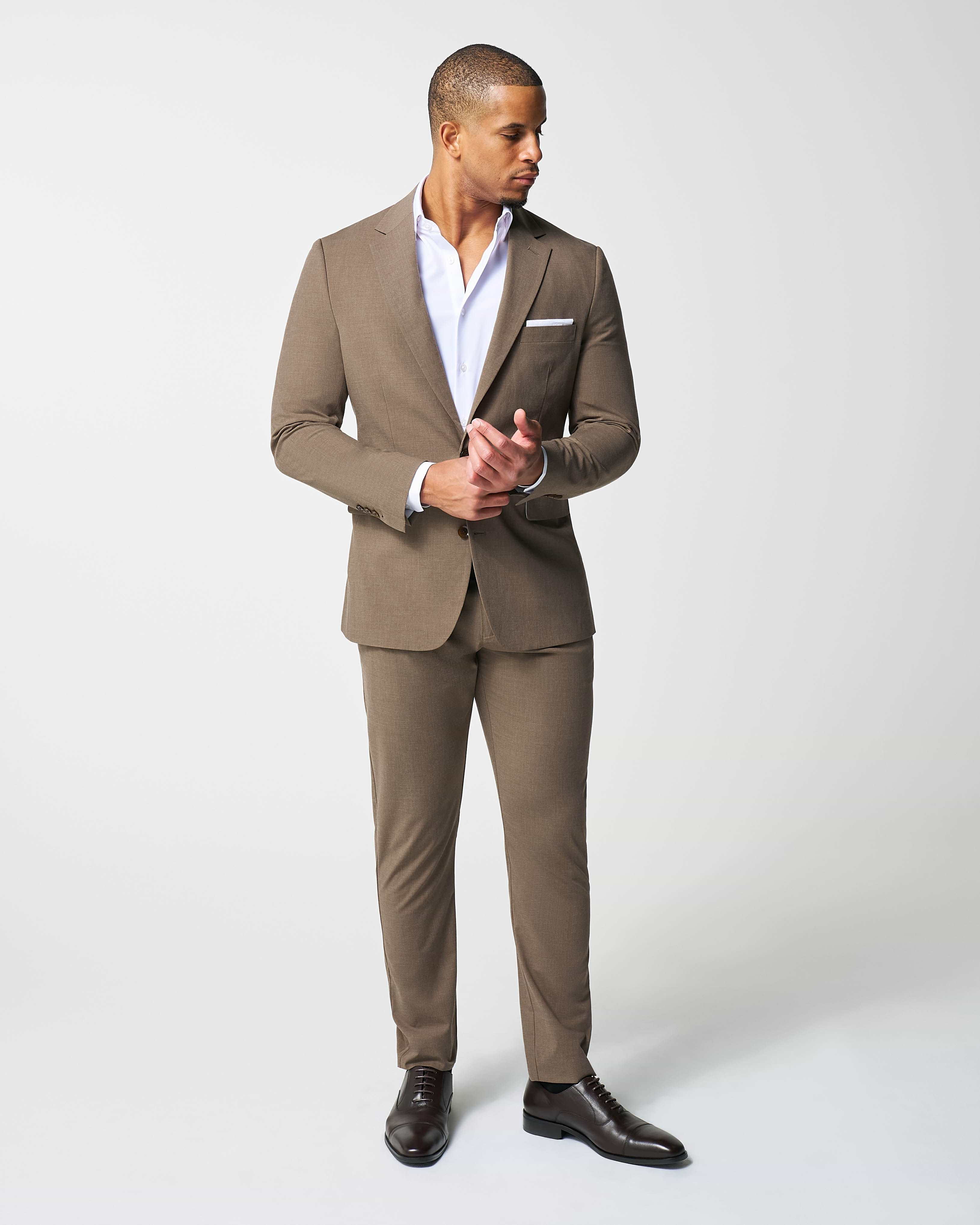 Athletic Fit Stretch Suit - Lightweight Heathered Latte