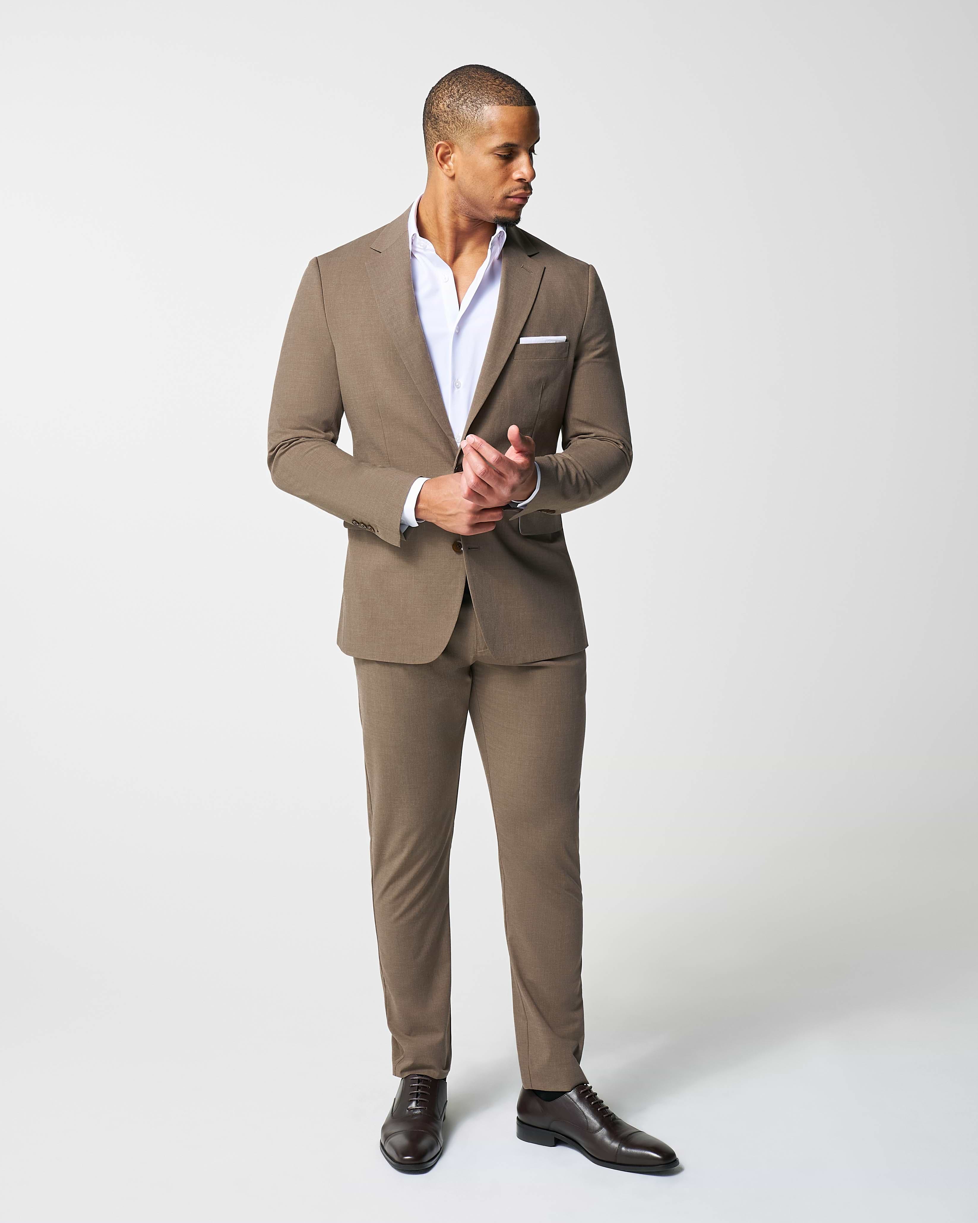 Athletic Fit Stretch Blazer - Lightweight Heathered Latte
