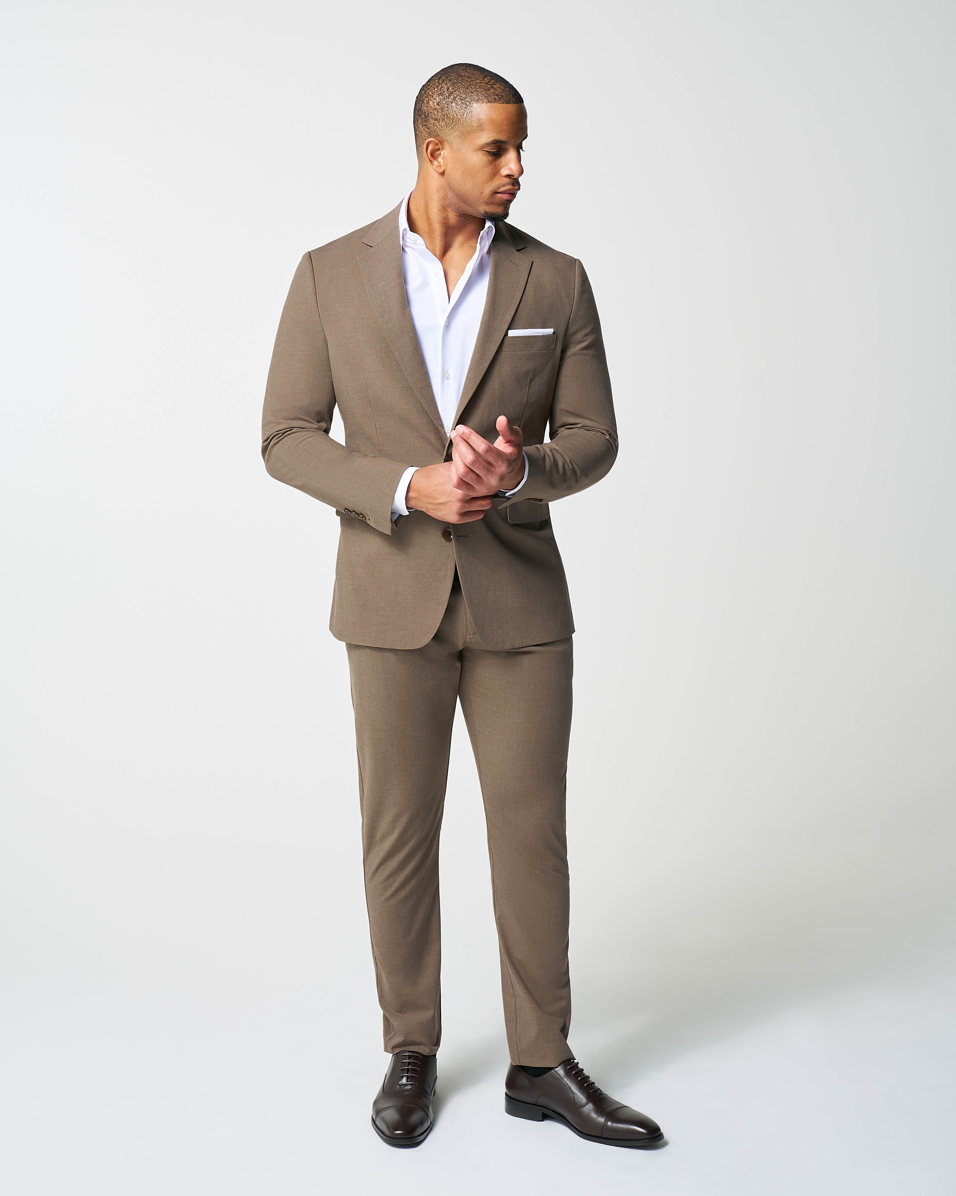 Athletic Fit Stretch Blazer - Lightweight Heathered Latte