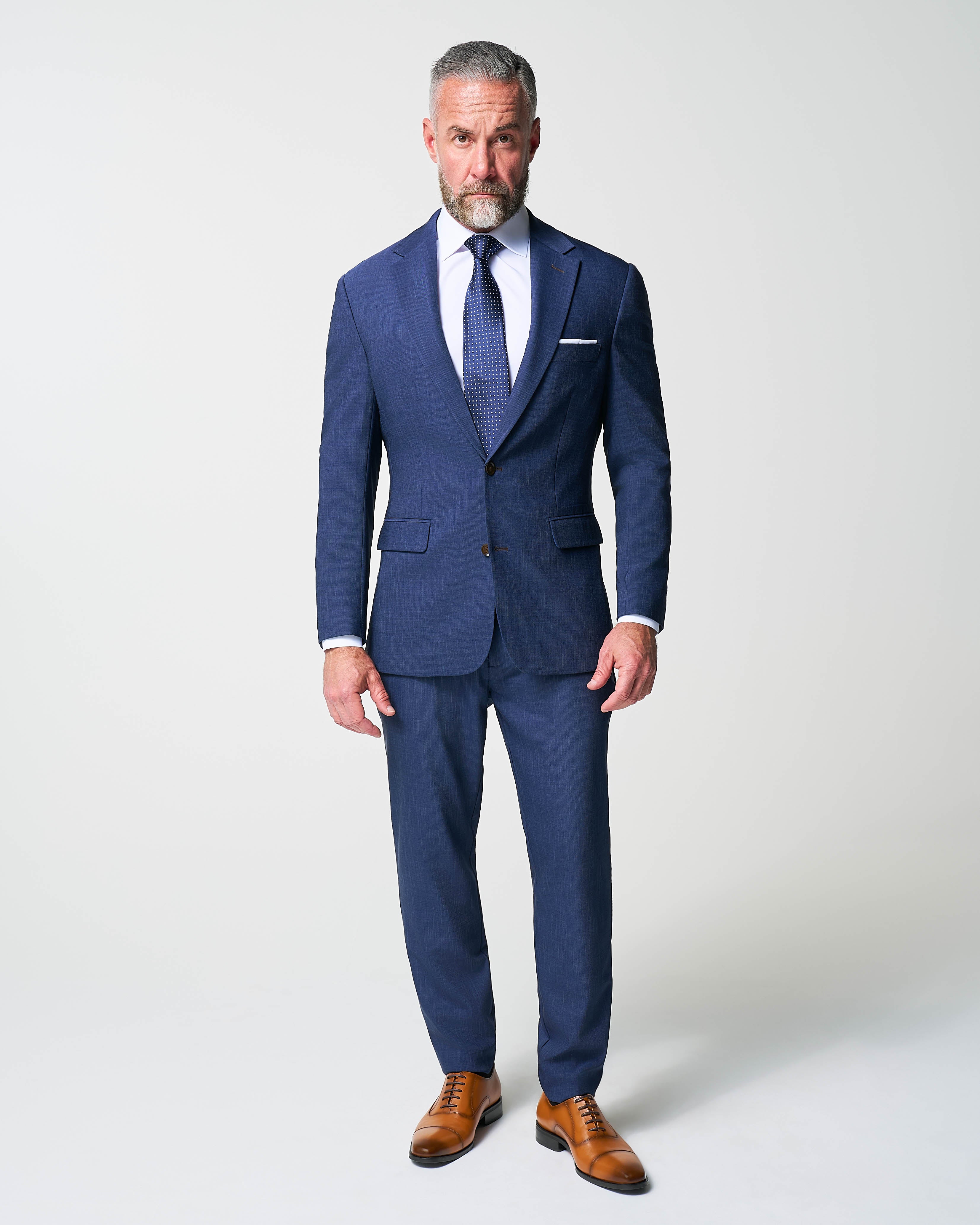 Athletic Fit Stretch Suit - Heathered Navy