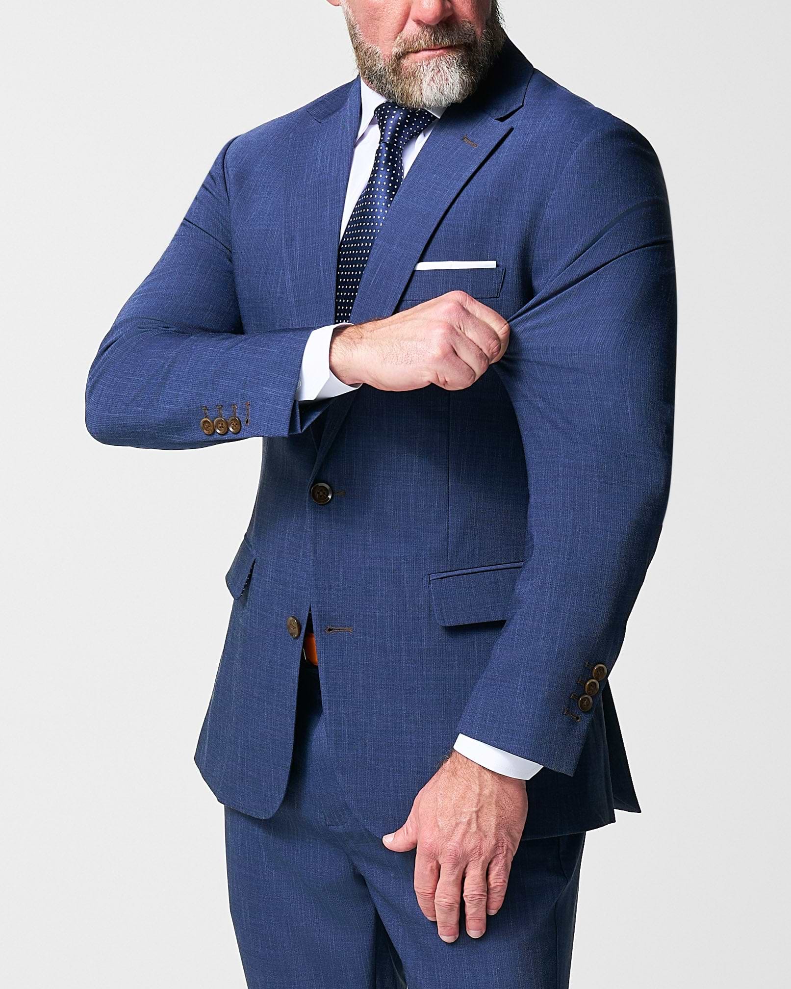 Athletic Fit Stretch Suit - Heathered Navy