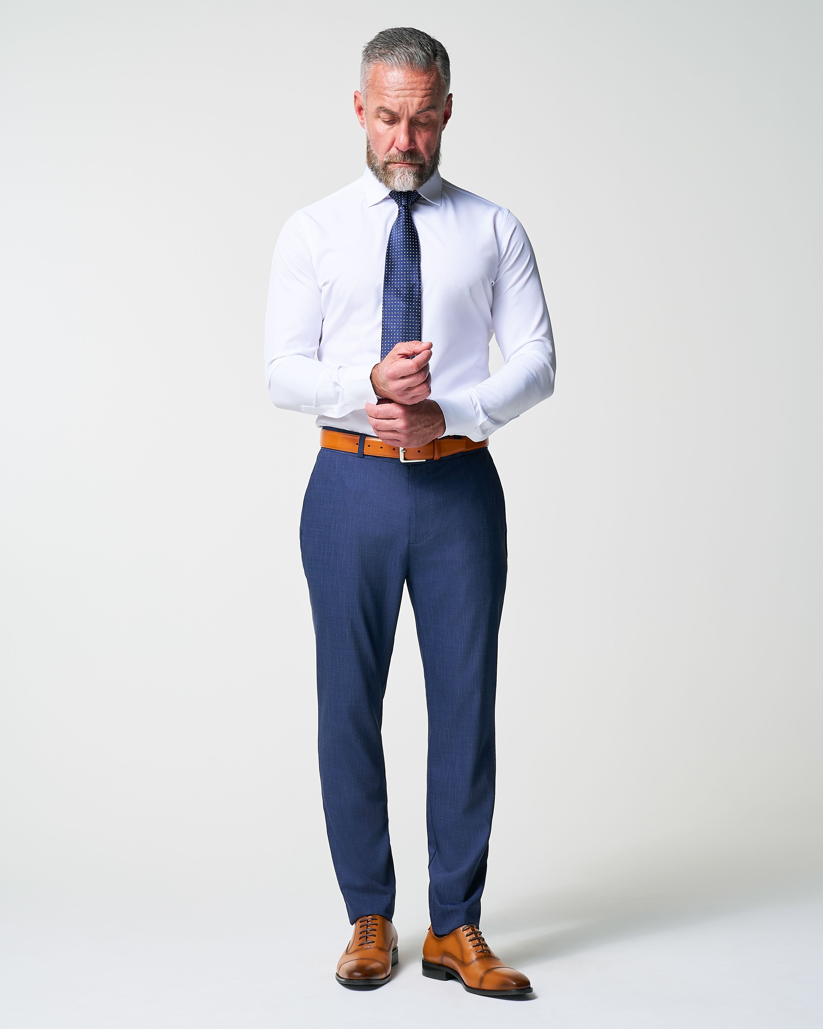 Athletic Fit Stretch Suit - Heathered Navy