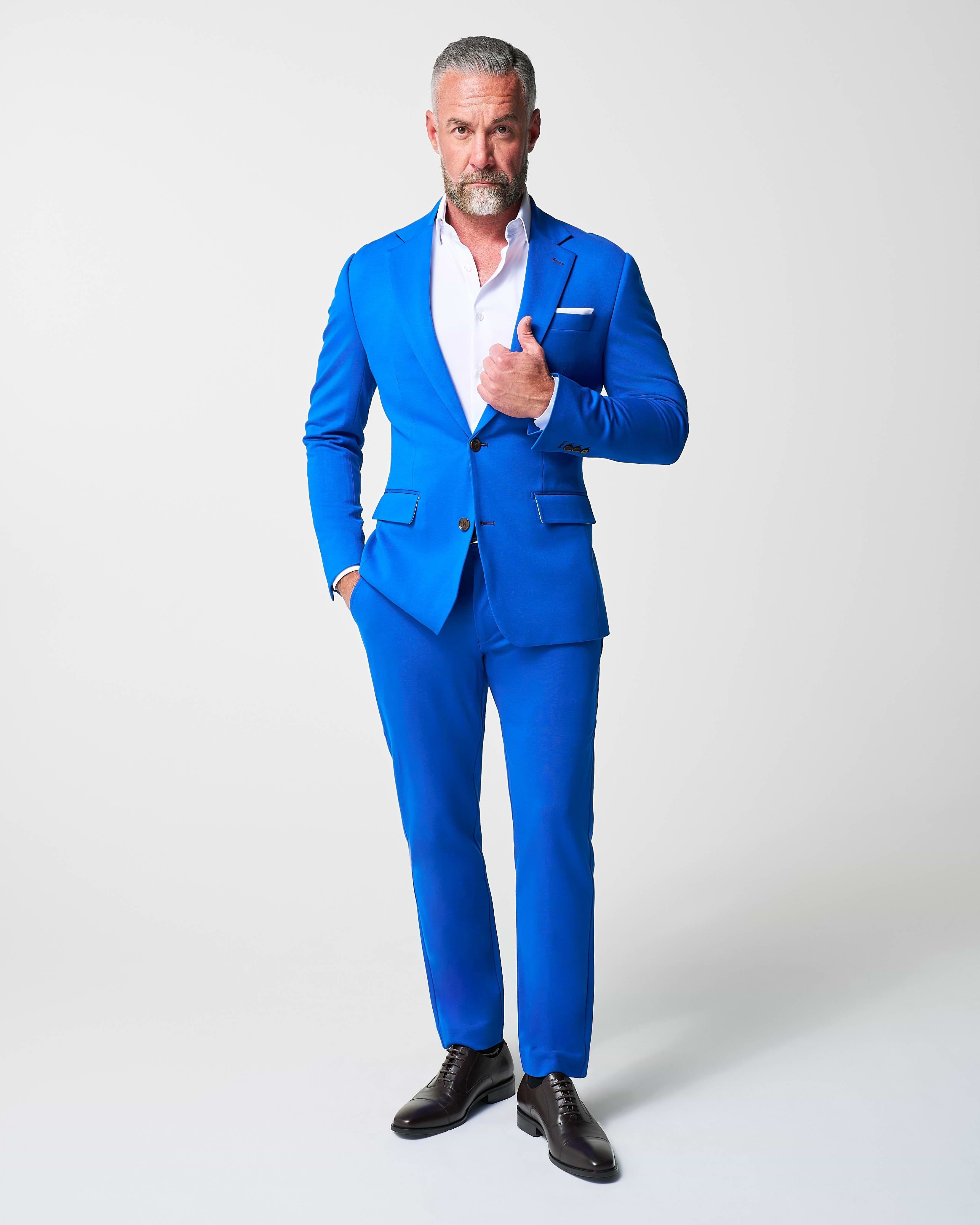 Athletic Fit Stretch Suit Pants - Solid Royal Blue