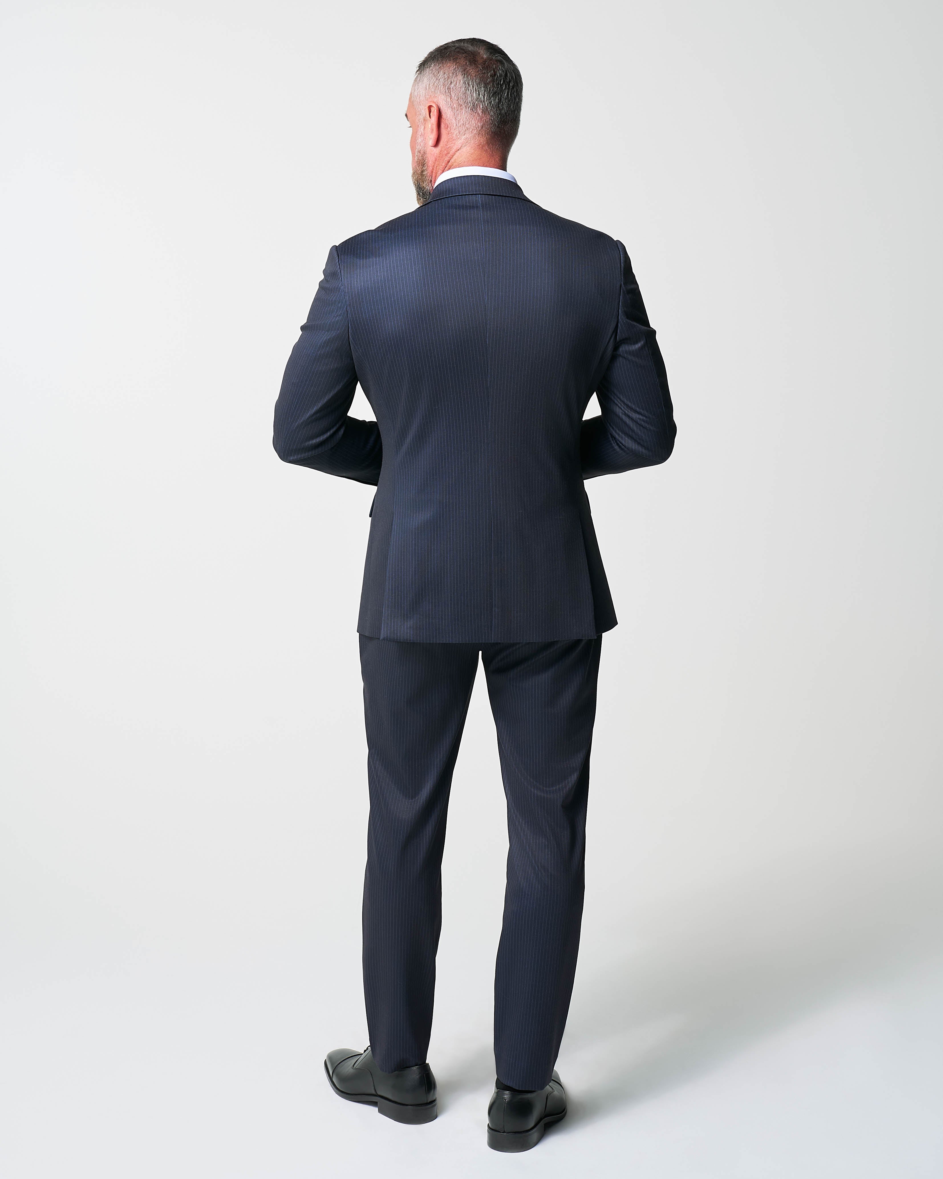 Athletic Fit Stretch Suit - Knit Blue Chalk Stripe