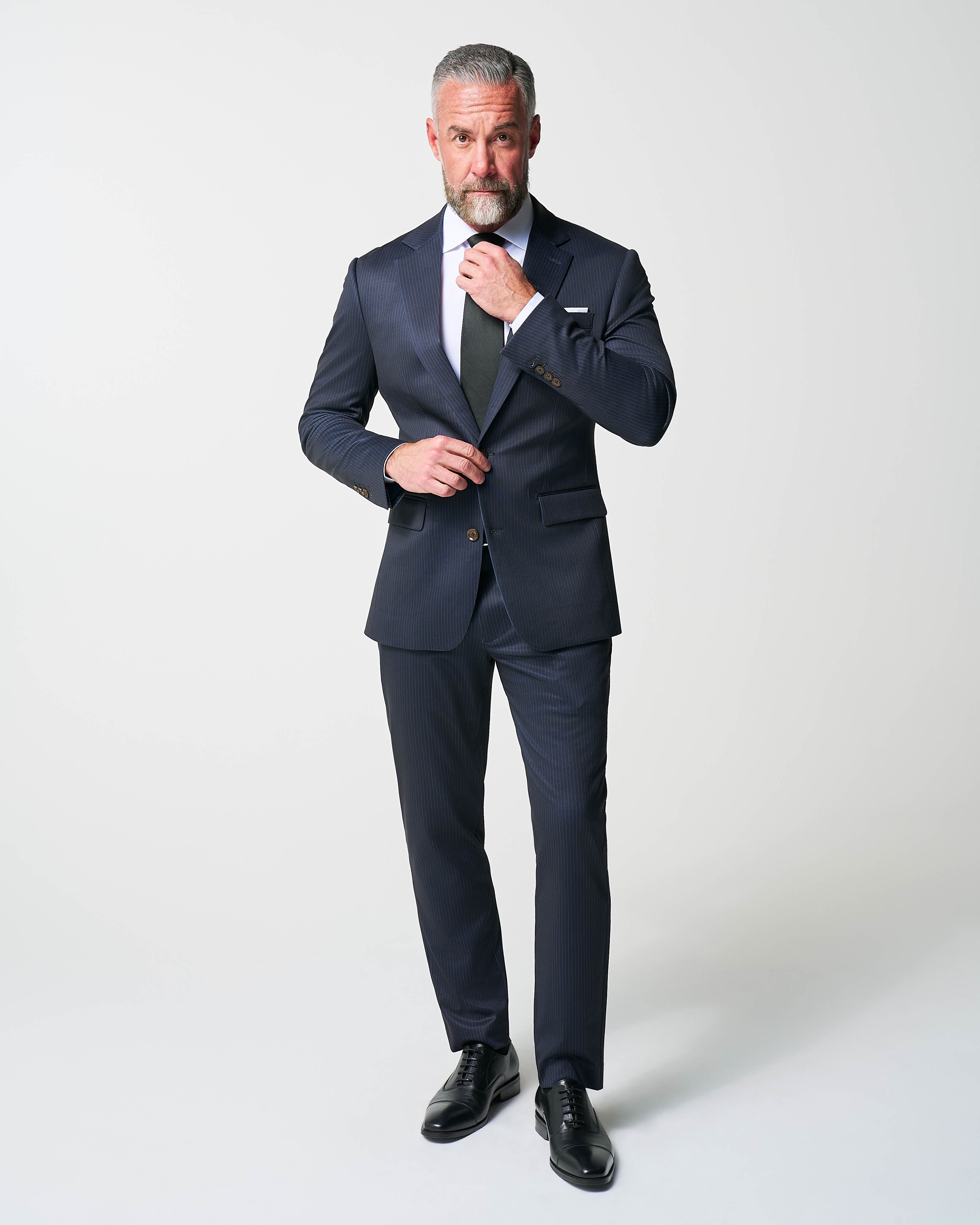 Athletic Fit Stretch Suit - Knit Blue Chalk Stripe