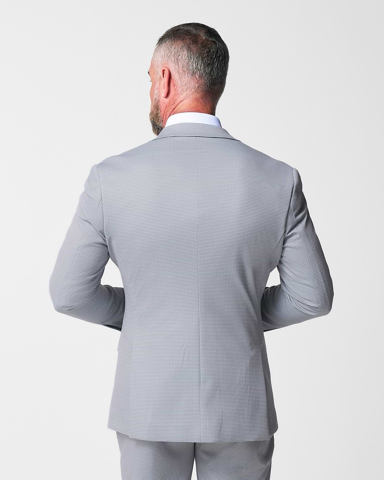 Athletic Fit Stretch Blazer - Grey Houndstooth Microcheck
