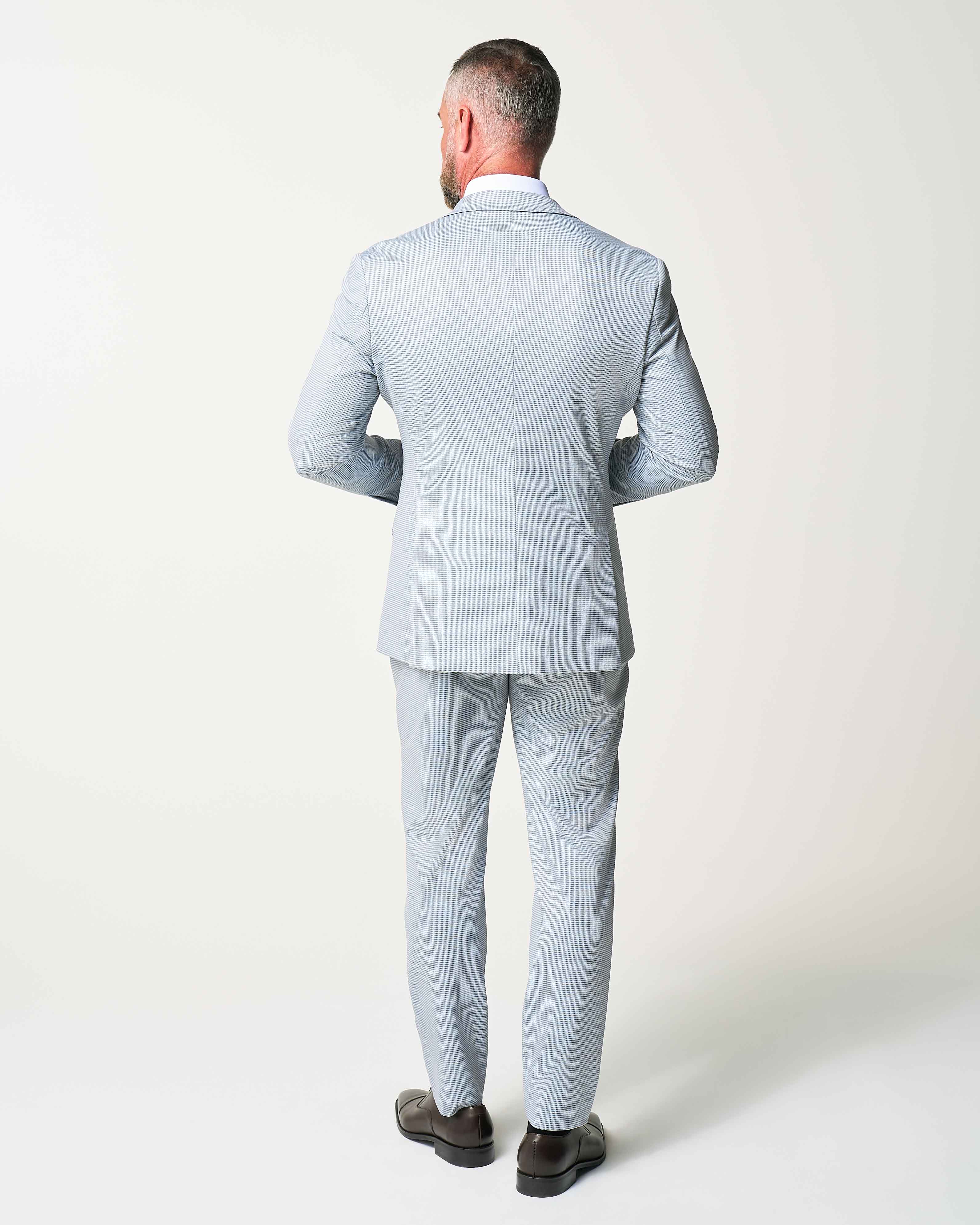 Athletic Fit Stretch Suit Pants - Grey Houndstooth Microcheck