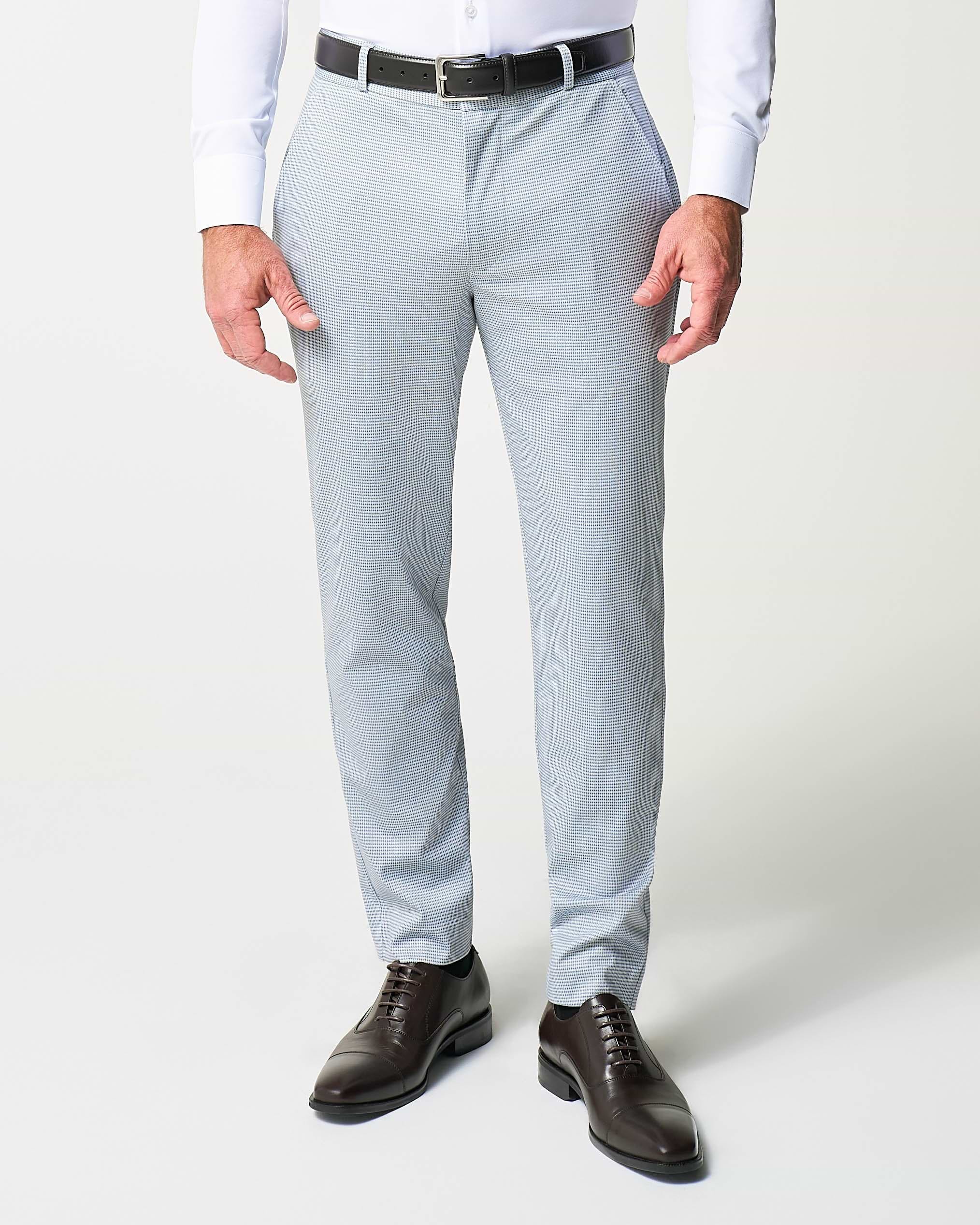 Athletic Fit Stretch Suit Pants - Grey Houndstooth Microcheck