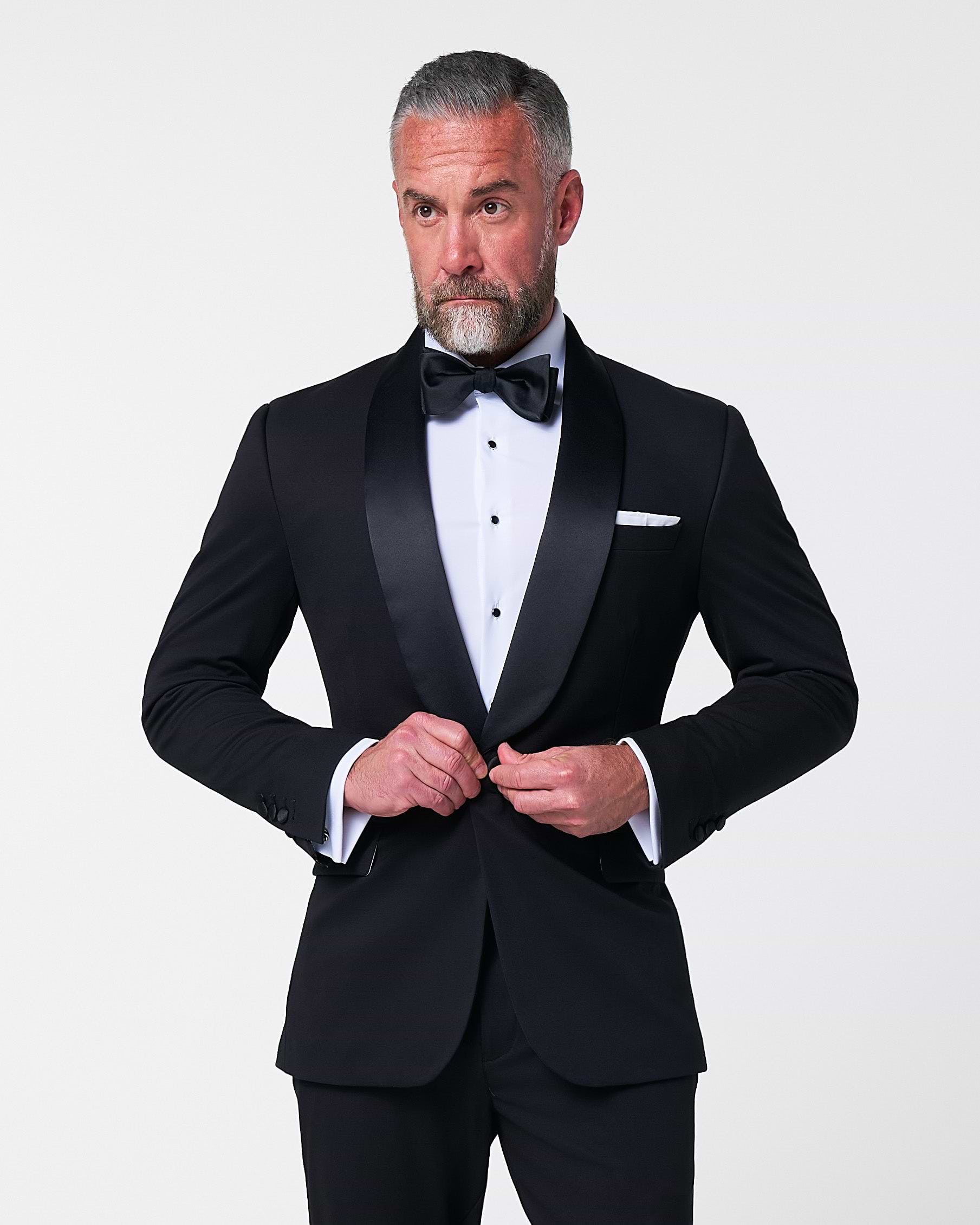 Athletic Fit Stretch Tuxedo - Black with Shawl Lapel