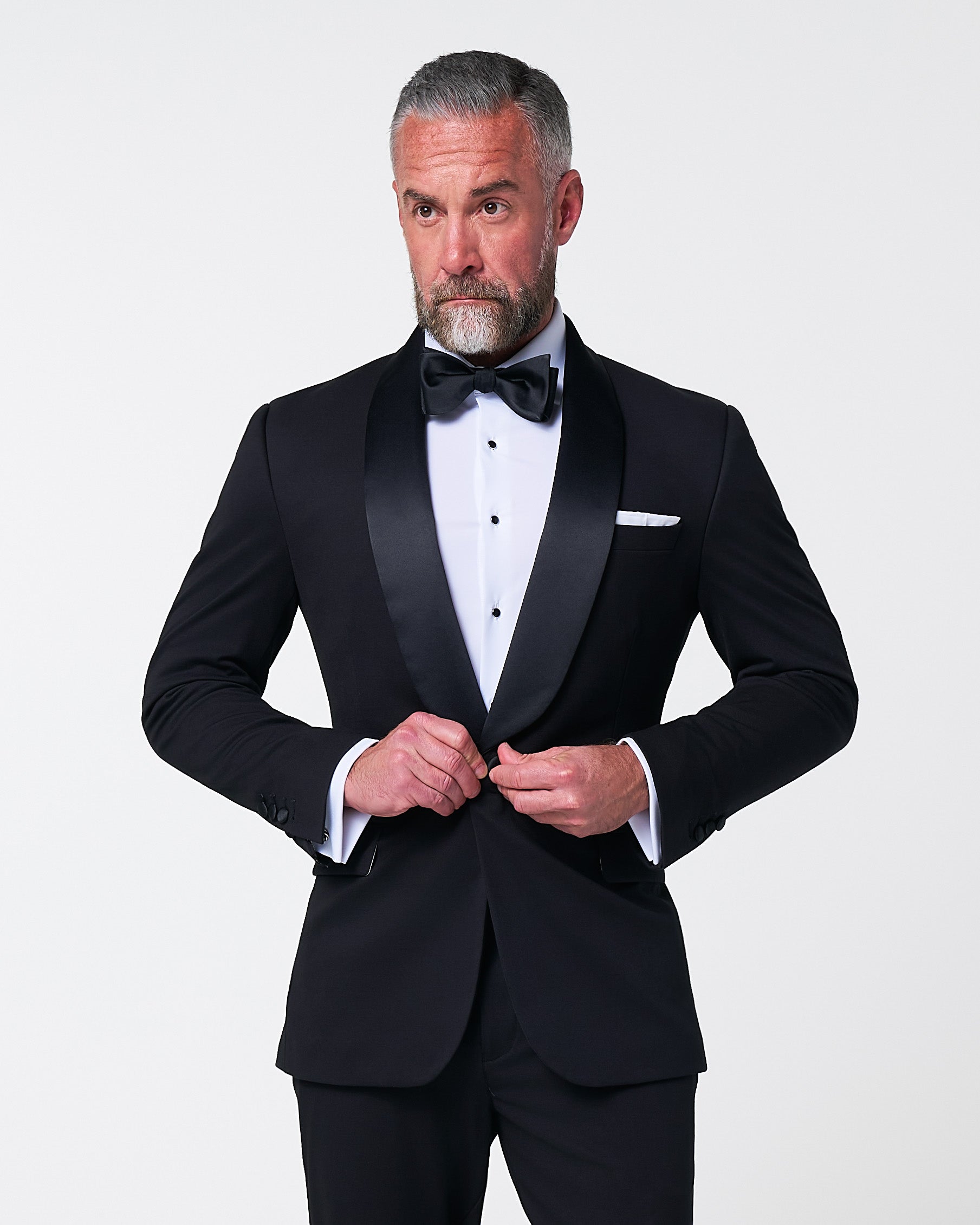 Athletic Fit Stretch Tuxedo Jacket - Black with Shawl Lapel
