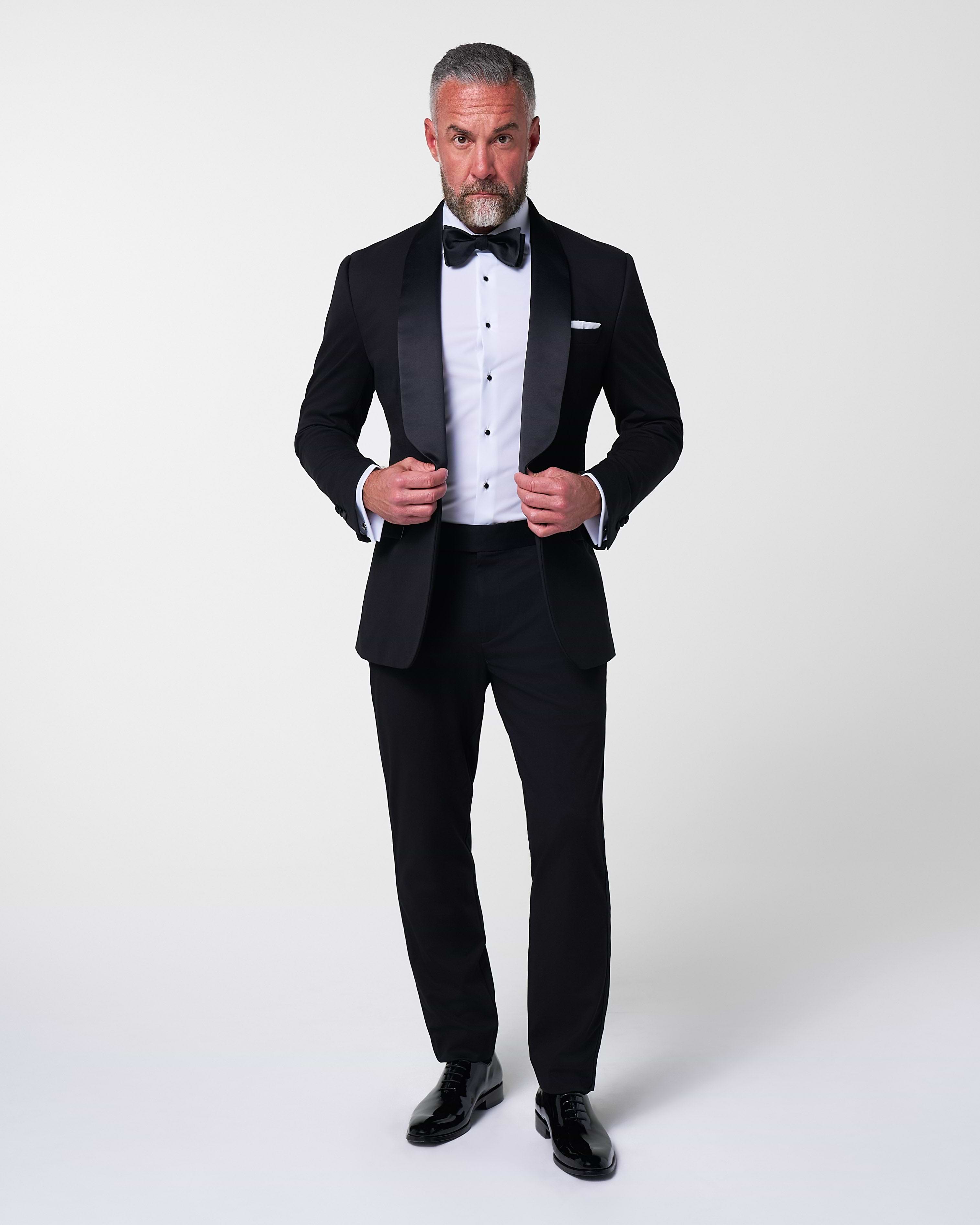 Athletic Fit Stretch Tuxedo - Black with Shawl Lapel