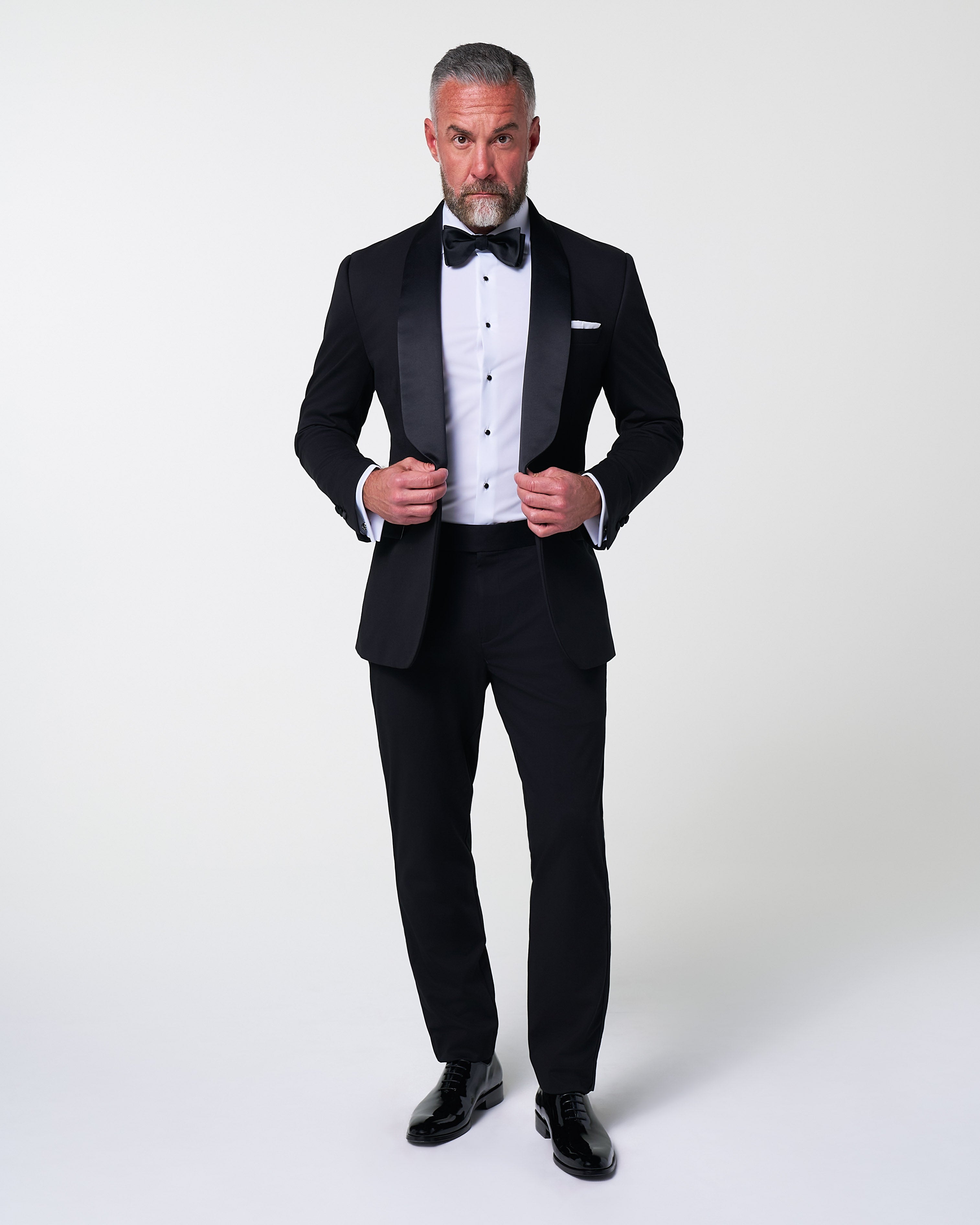 Athletic Fit Stretch Tuxedo - Black with Shawl Lapel