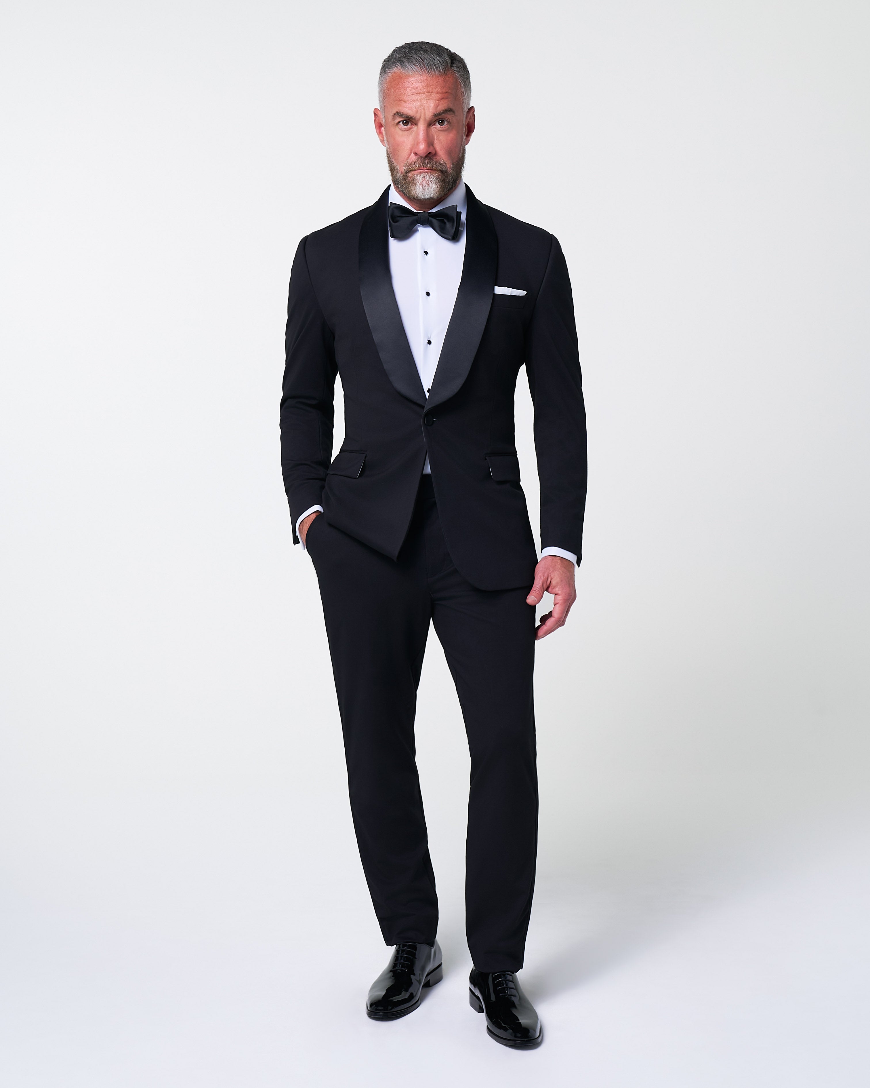 Athletic Fit Stretch Tuxedo - Black with Shawl Lapel