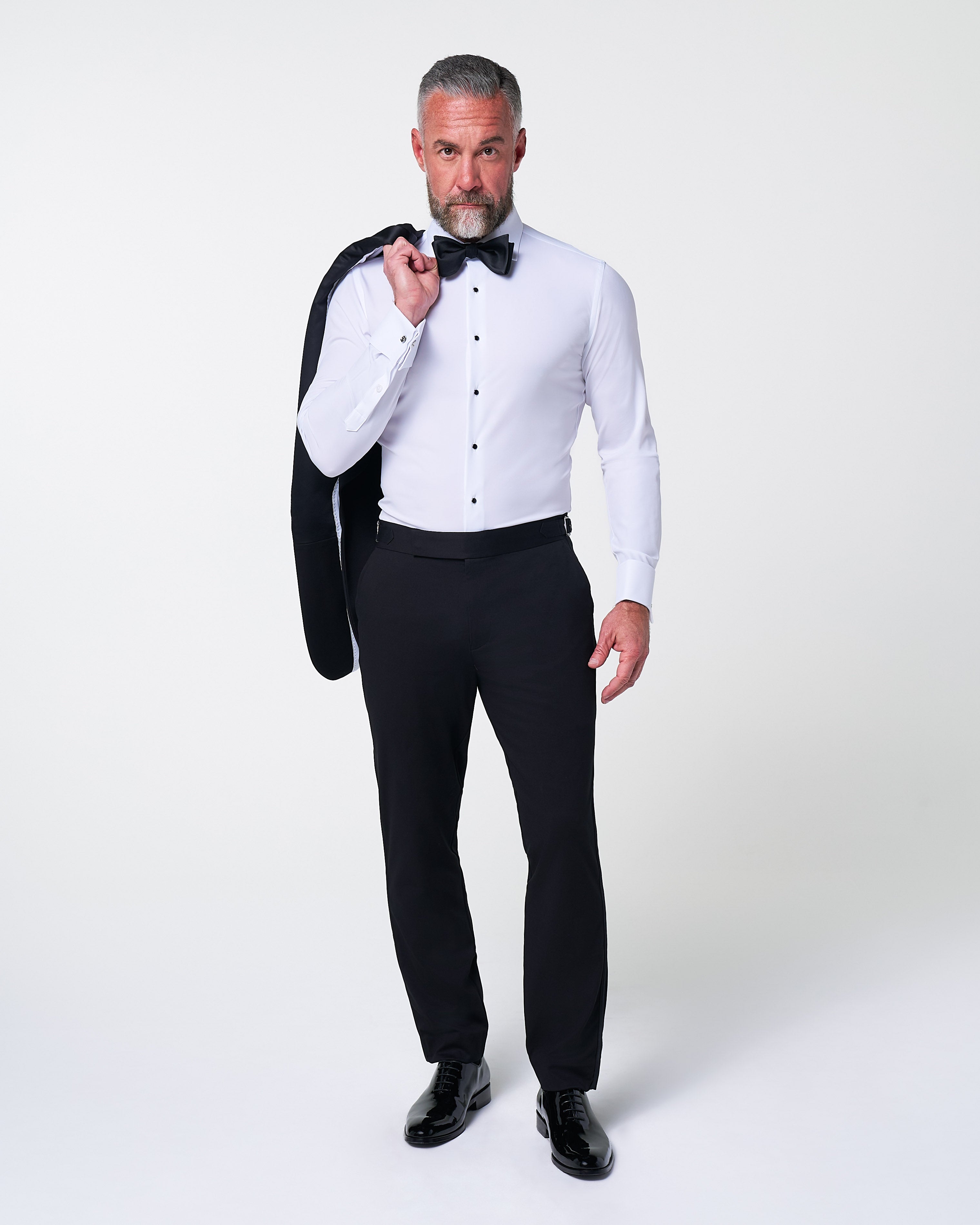 Athletic Fit Stretch Tuxedo Jacket - Black with Shawl Lapel