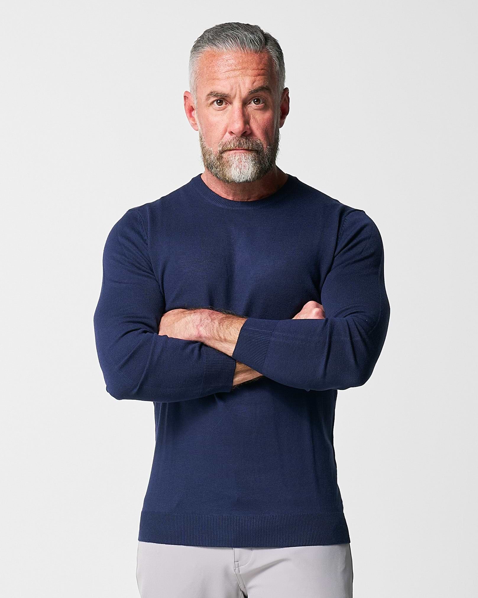 Mid-Weight Wool Crewneck - Navy