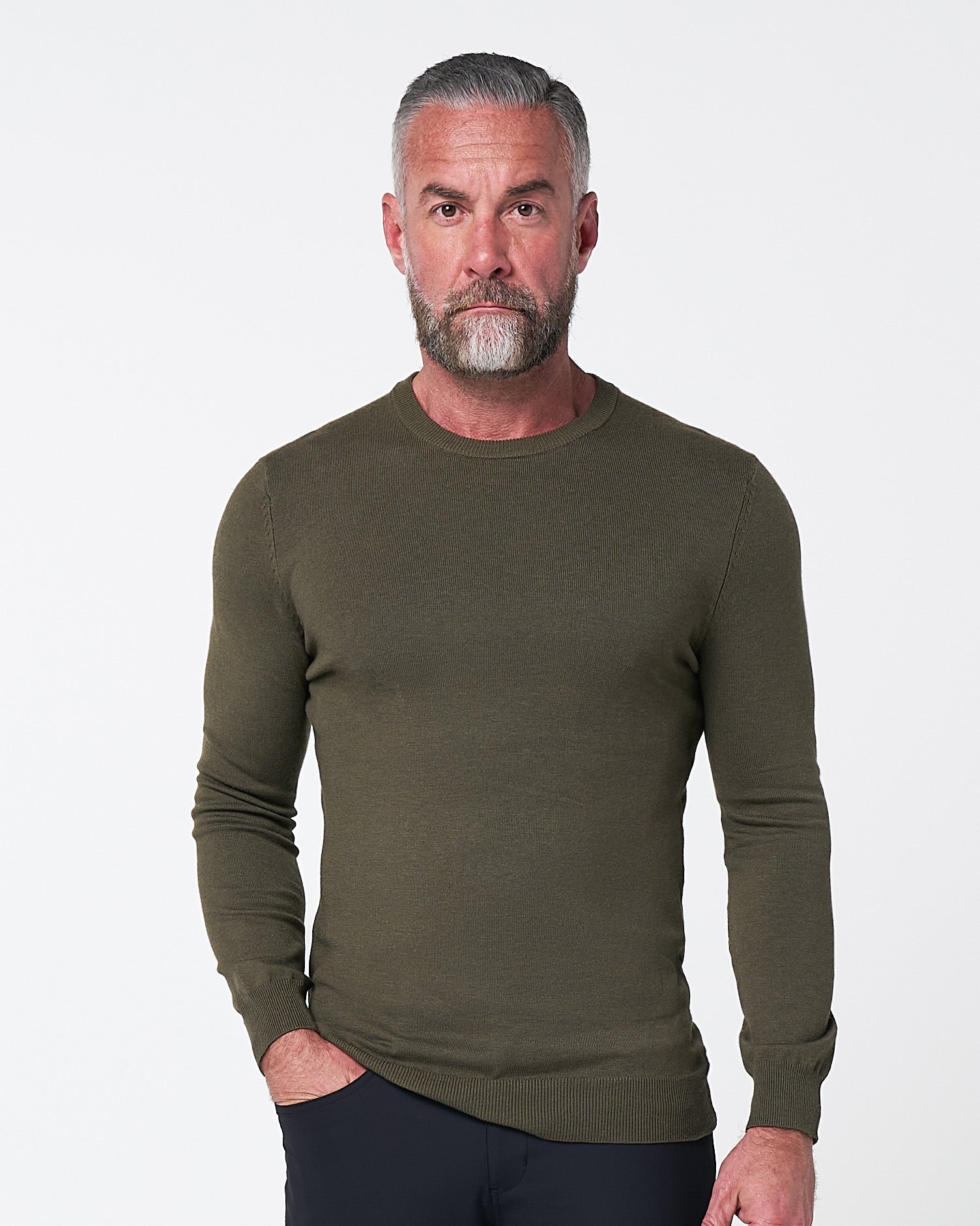 Mid-Weight Wool Crewneck - Olive
