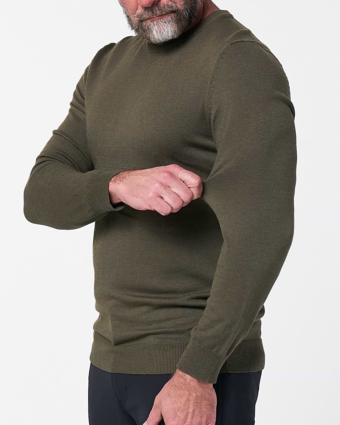 Mid-Weight Wool Crewneck - Olive
