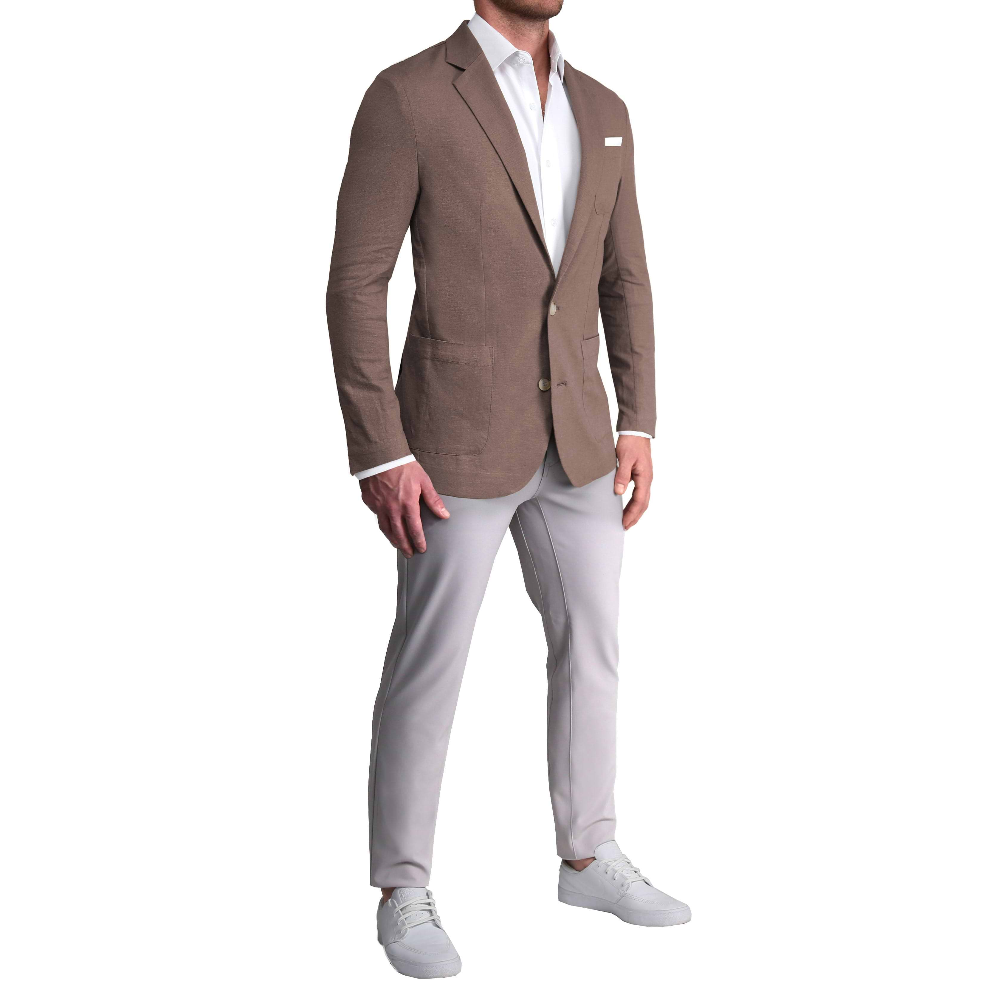 Unstructured Linen Blazer - Taupe