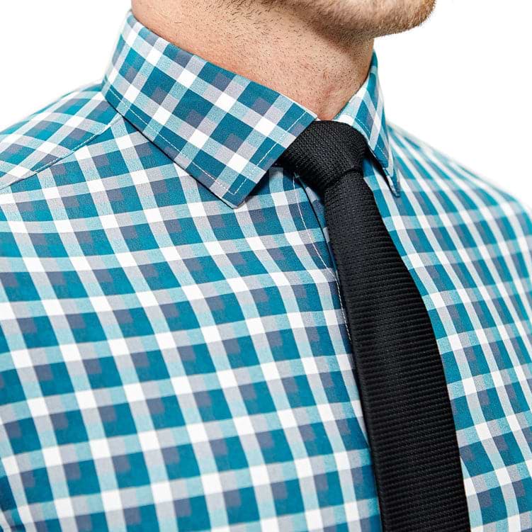 "The Bagley" Teal, Grey and White Triple Check - Classic Fit