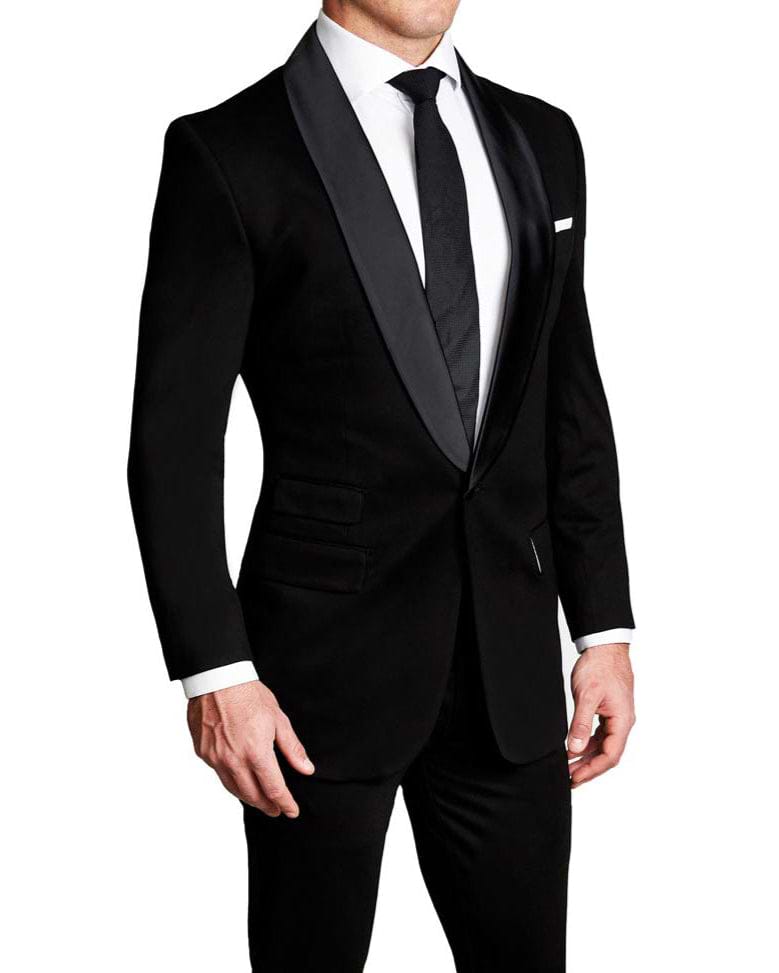 Athletic Fit Stretch Tuxedo - Black with Shawl Lapel