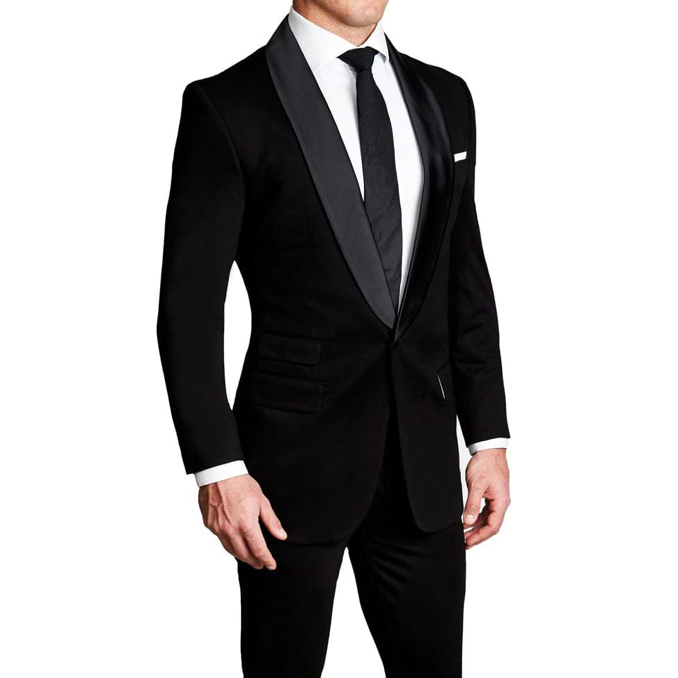 Athletic Fit Stretch Tuxedo - Black with Shawl Lapel