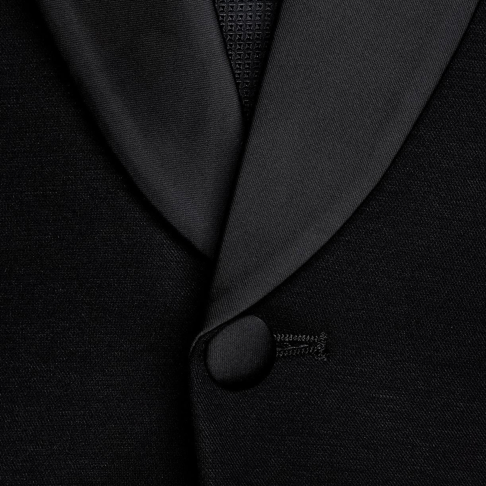 Athletic Fit Stretch Tuxedo Jacket - Black with Shawl Lapel