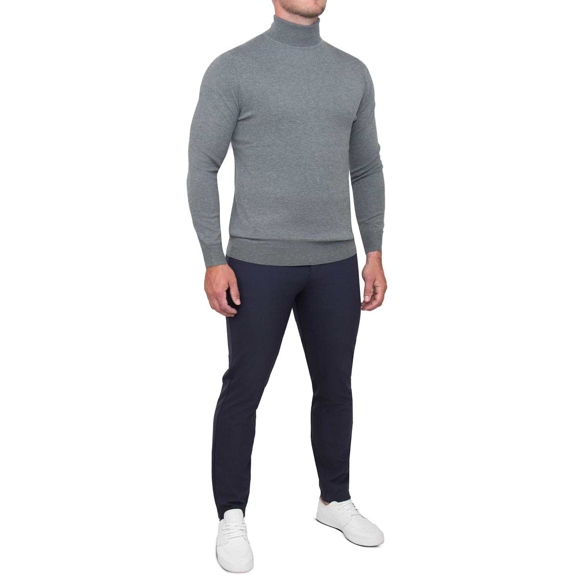 Mid-Weight Wool Turtleneck - Grey