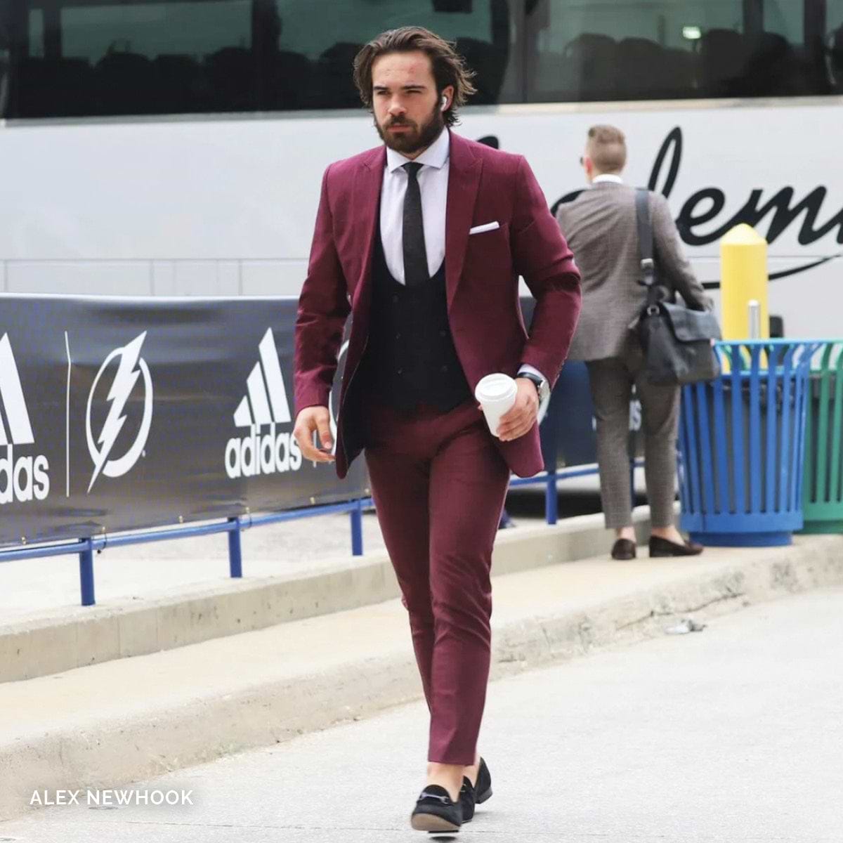 Athletic Fit Stretch Blazer - Heathered Maroon