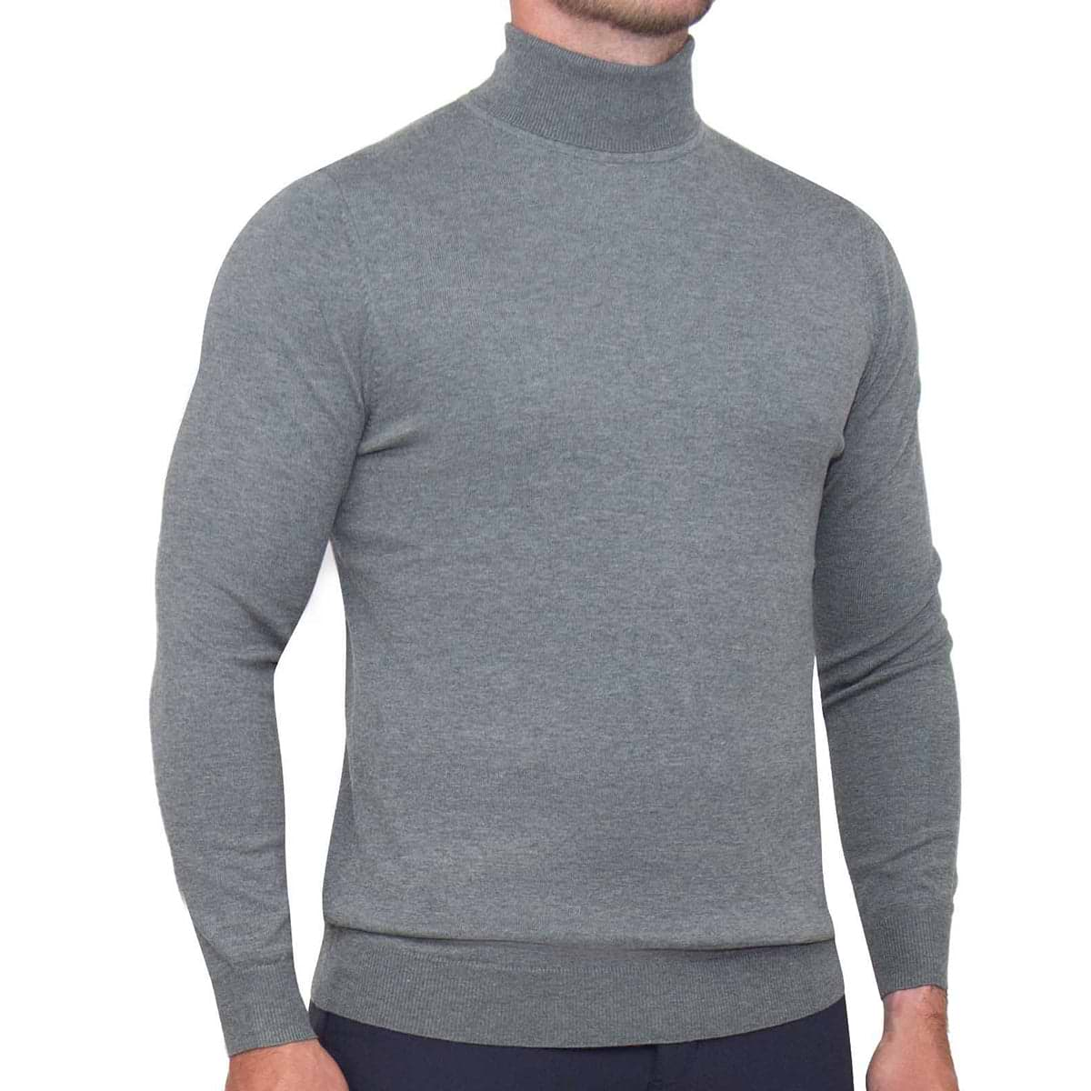 Mid-Weight Wool Turtleneck - Grey