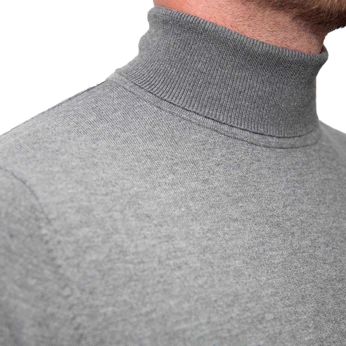 Oversized Turtleneck Sweater - Gray melange/striped - Ladies